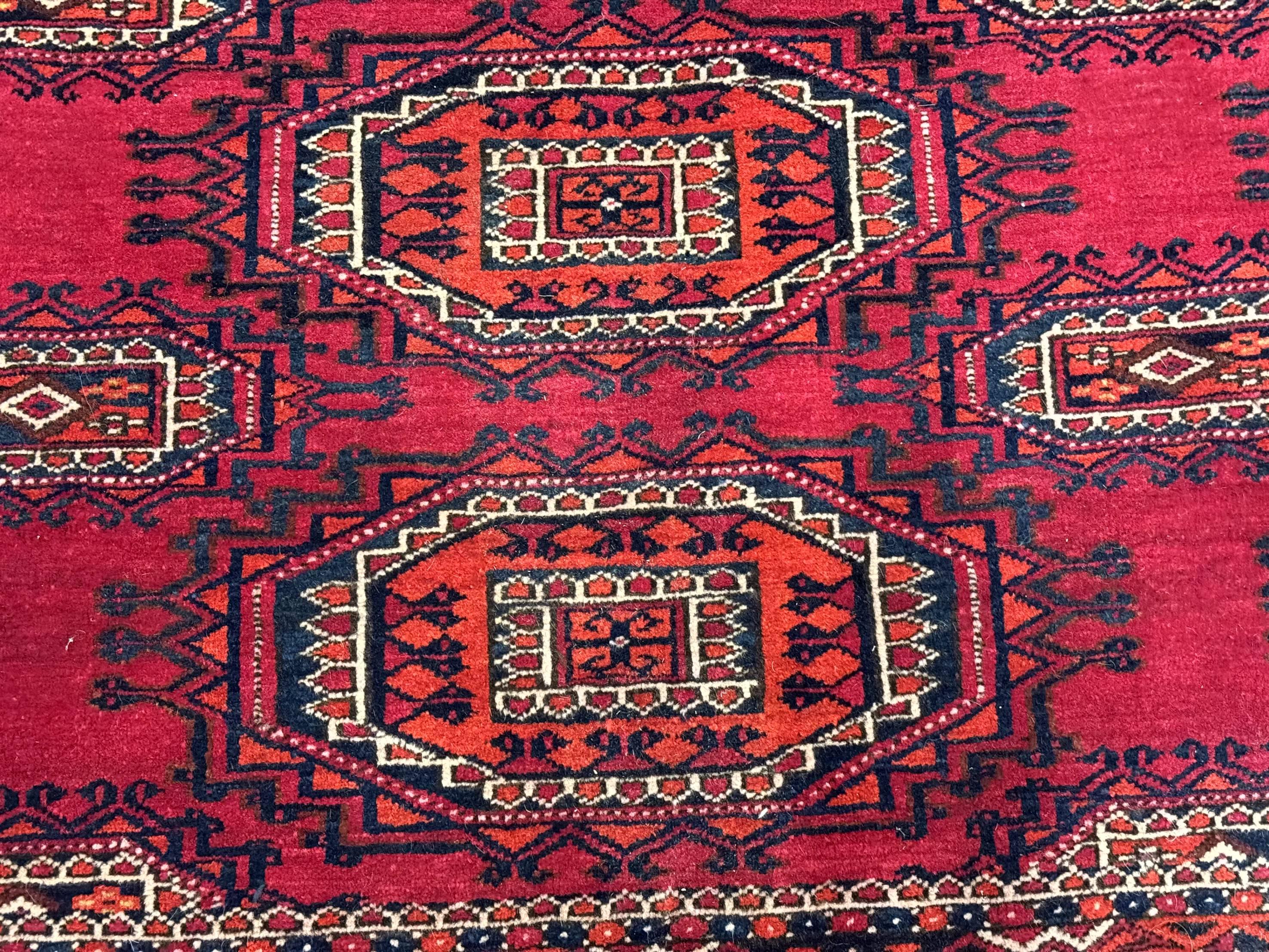 Antique Turkoman Salor Rug, Turkoman Textile, Fine 400 KPSI, Red, Persian Tribal Rug - Image 5