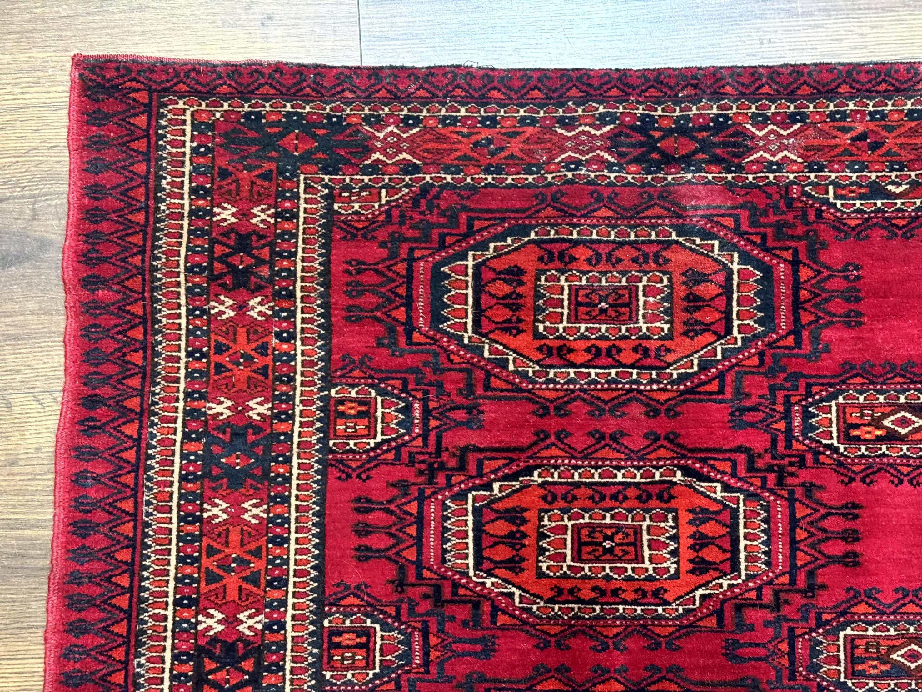 Antique Turkoman Salor Rug, Turkoman Textile, Fine 400 KPSI, Red, Persian Tribal Rug - Image 6