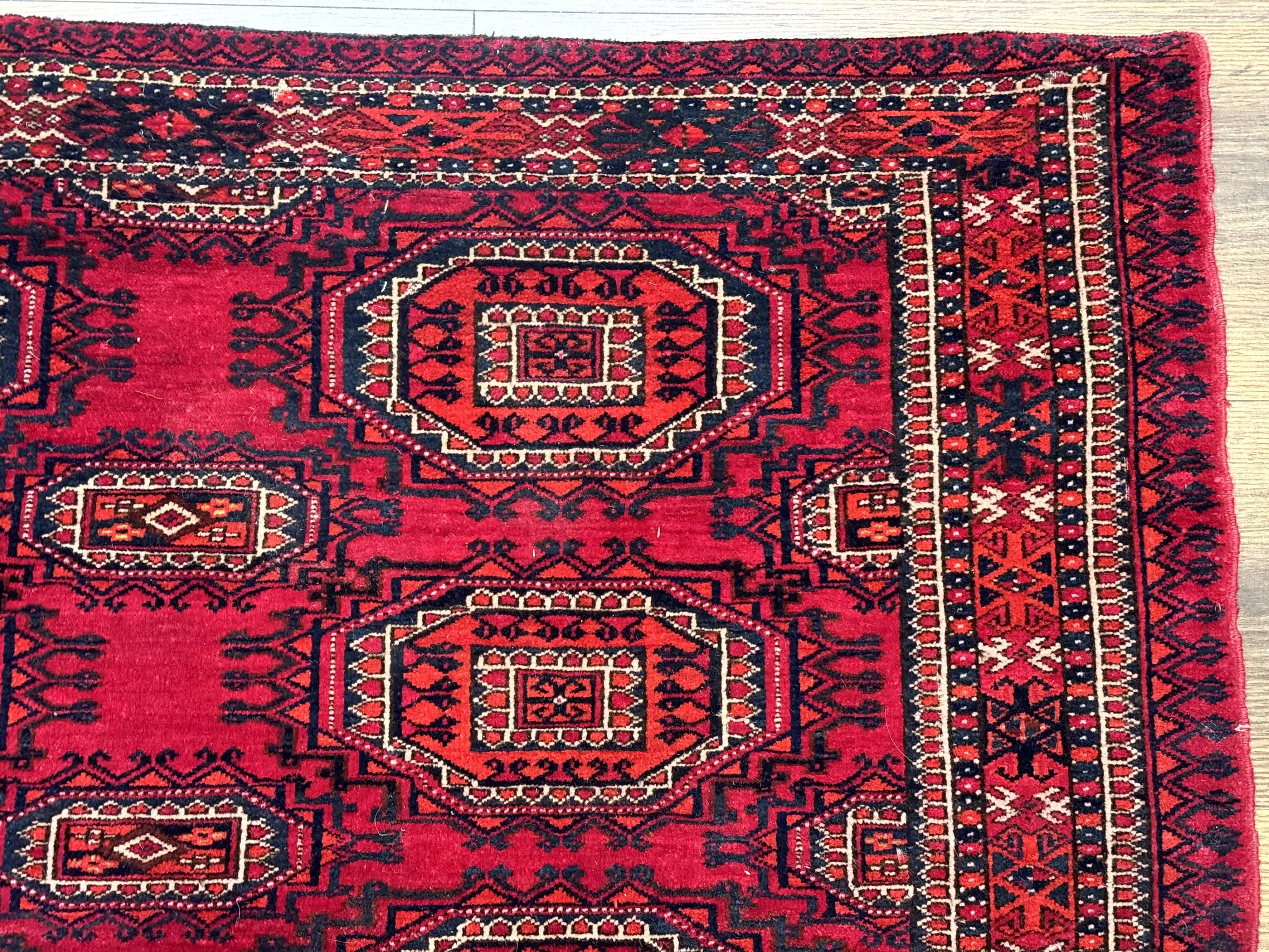 Antique Turkoman Salor Rug, Turkoman Textile, Fine 400 KPSI, Red, Persian Tribal Rug - Image 7
