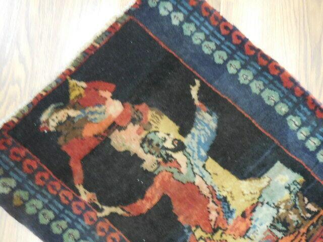 ANTIQUE UNIQUE PICTORAL OMARKHAYYAM RUG 1.5x1.8 Ft - Image 3