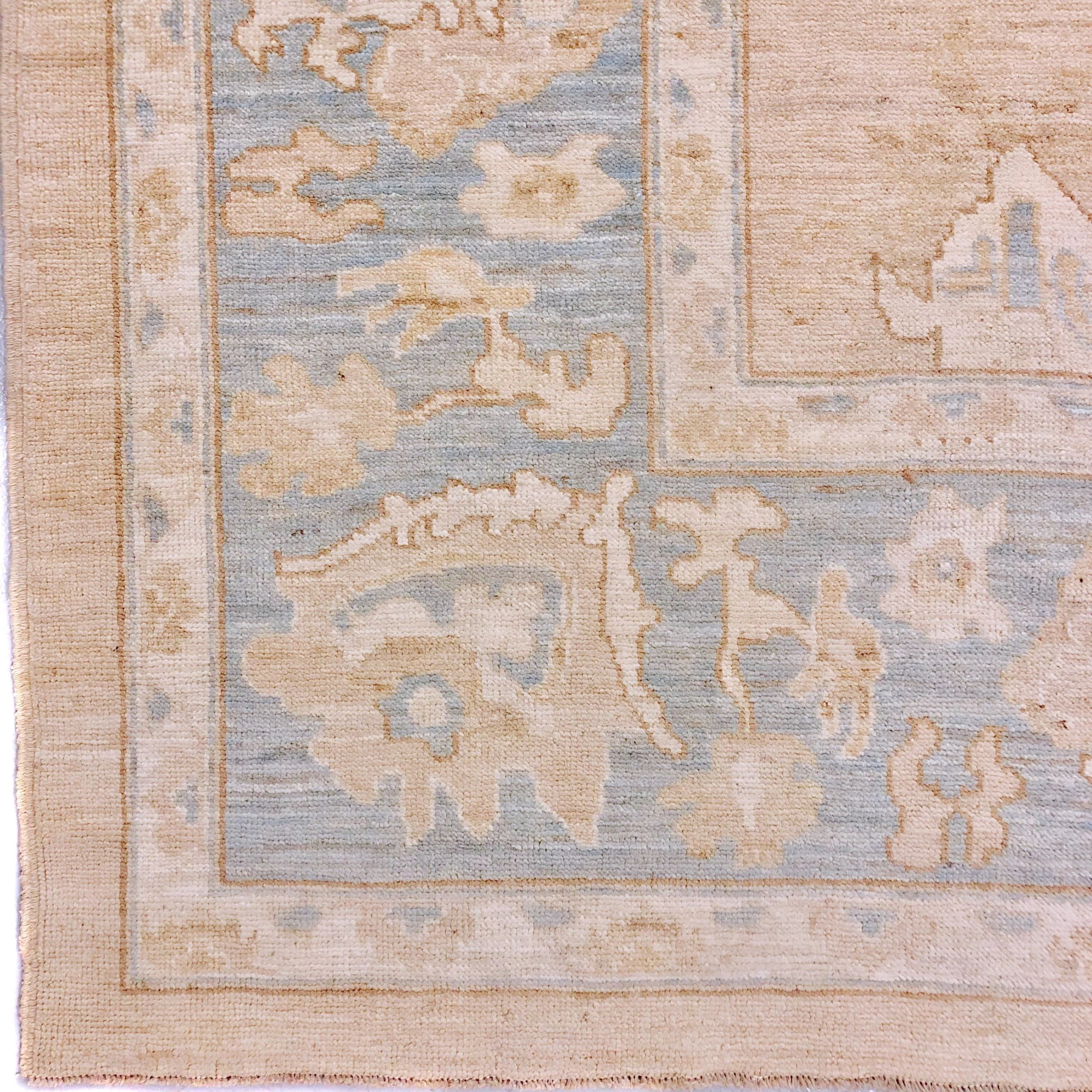 Antique Washed Oushak (10'04"x14'07") sand/lt.blue - Image 4