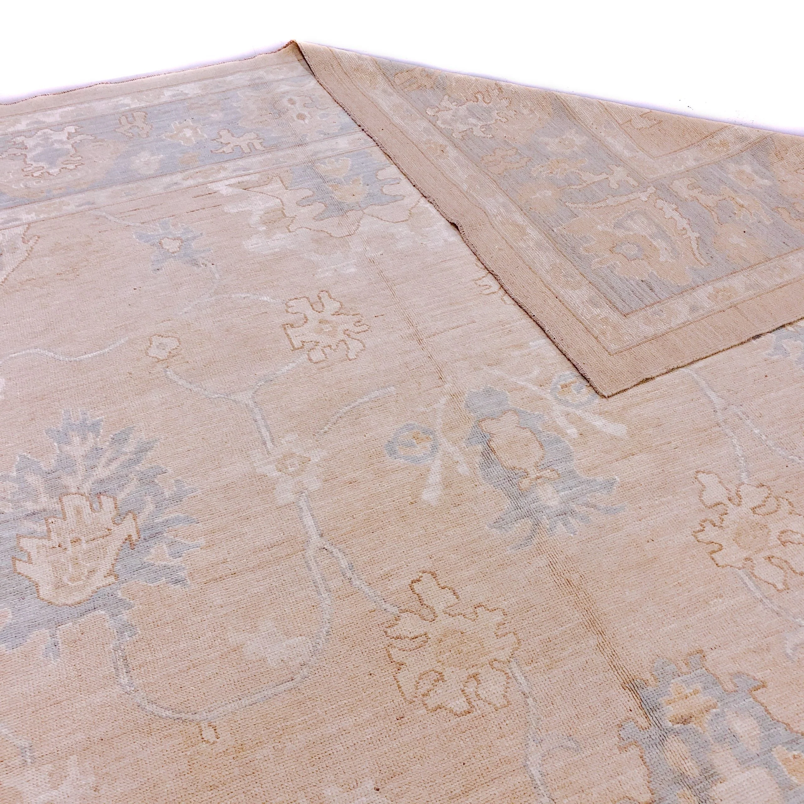 Antique Washed Oushak (10'04"x14'07") sand/lt.blue - Image 7