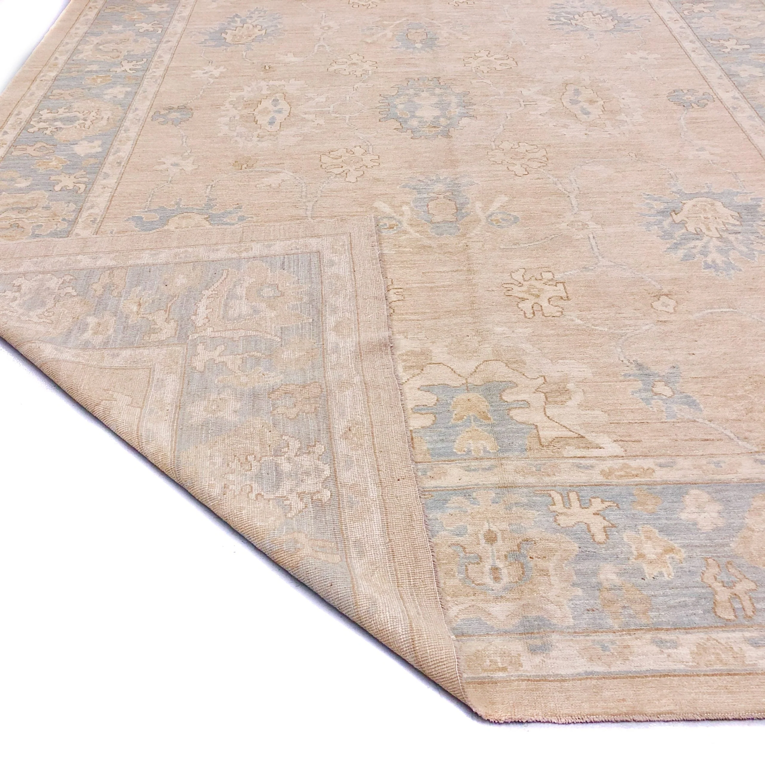 Antique Washed Oushak (10'04"x14'07") sand/lt.blue - Image 8
