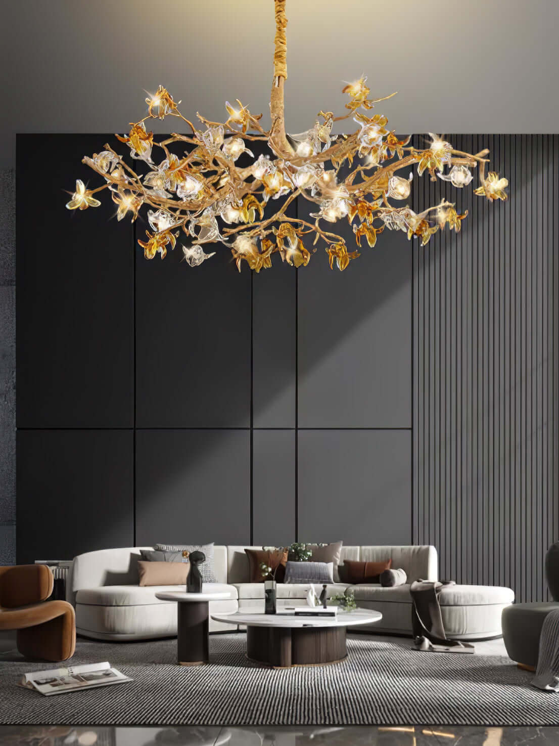 Aosta Brass Glass Flower Chandelier - Image 10