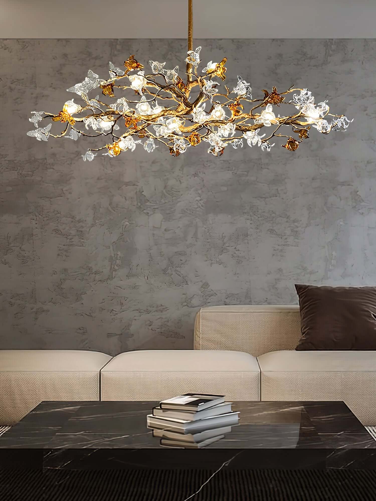 Aosta Brass Glass Flower Chandelier - Image 12
