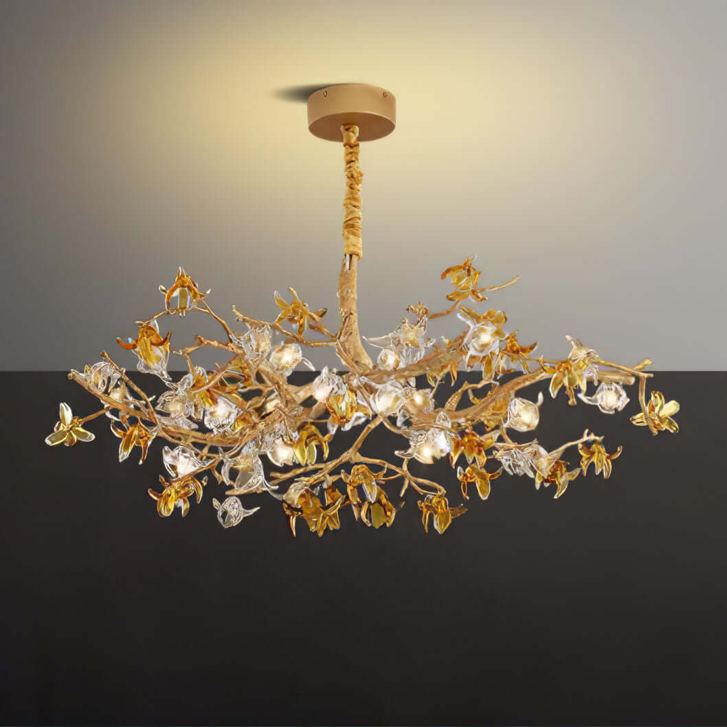 Aosta Brass Glass Flower Chandelier - Image 13