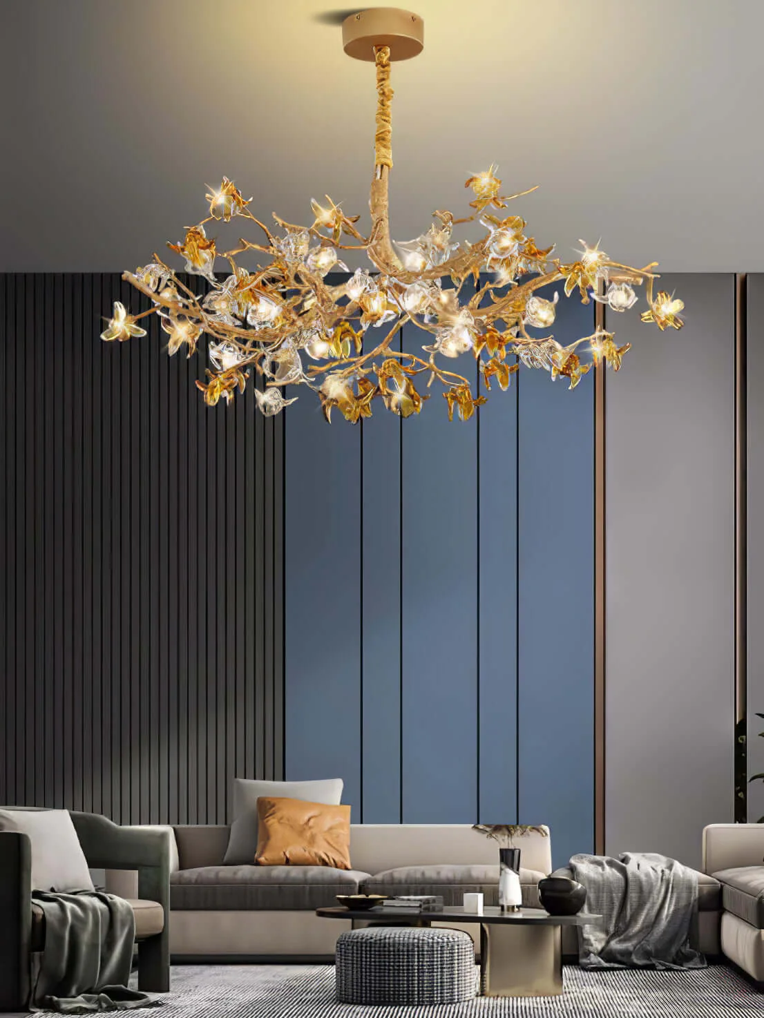 Aosta Brass Glass Flower Chandelier - Image 5