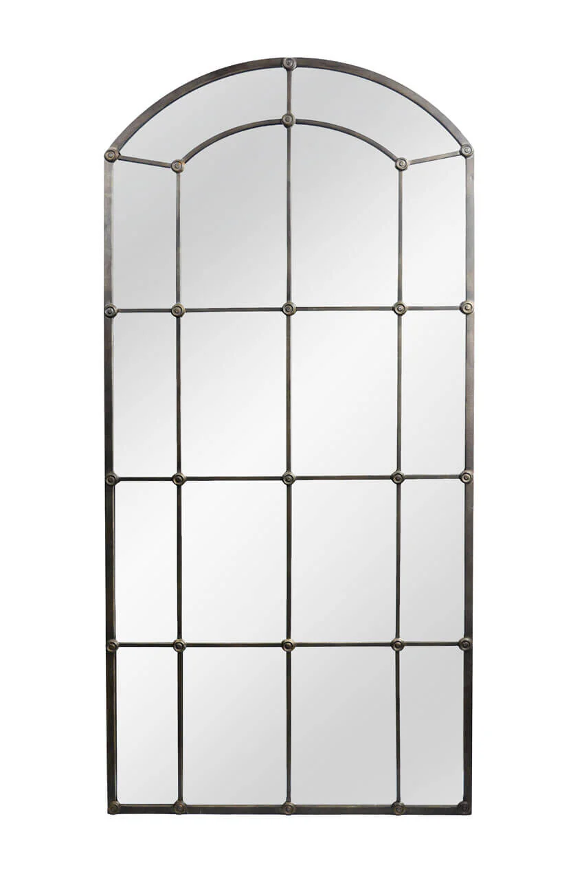 Arched Industrial Grid Wall Mirror - Image 5