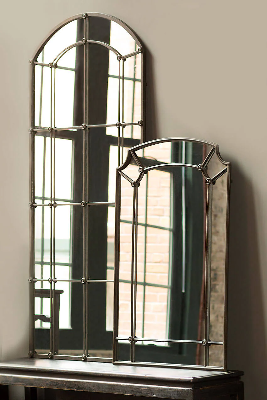 Arched Industrial Grid Wall Mirror - Image 6
