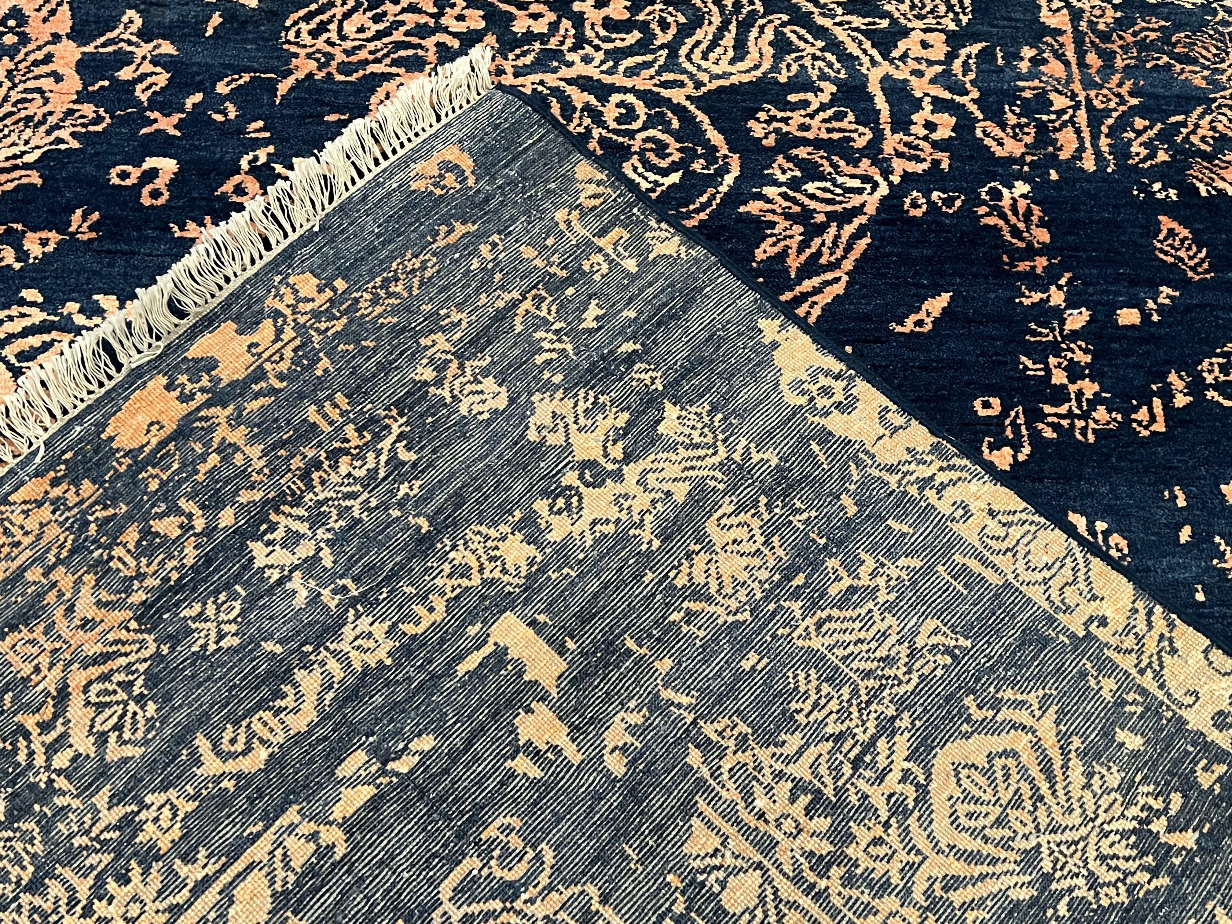 Area Rug 8x10 High Quality Handmade Oriental Carpet, Modern Contemporary Rug, Rug for Living Room, Wool Rug, Blue and Gold, Pakistani Rug - Image 10