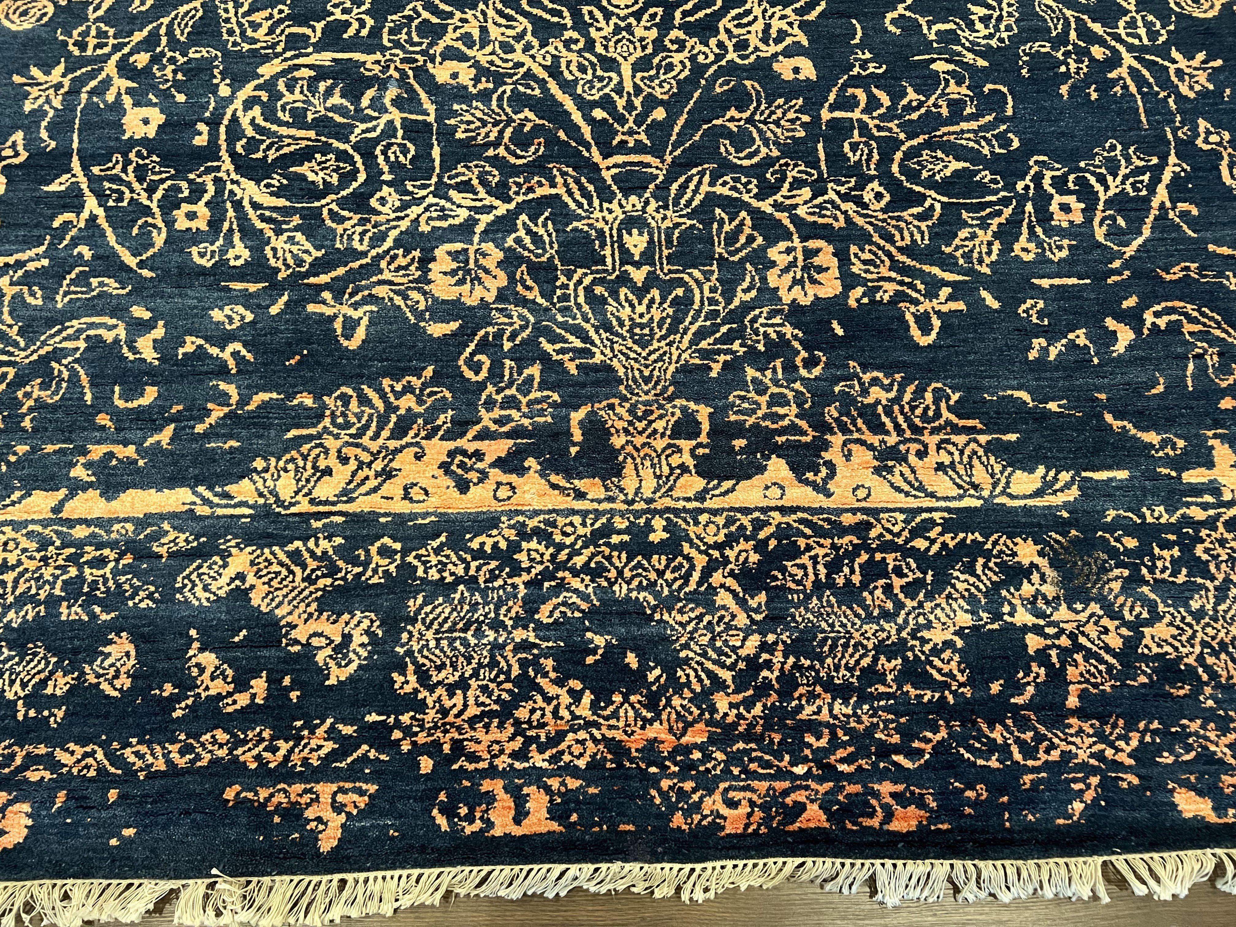 Area Rug 8x10 High Quality Handmade Oriental Carpet, Modern Contemporary Rug, Rug for Living Room, Wool Rug, Blue and Gold, Pakistani Rug - Image 5