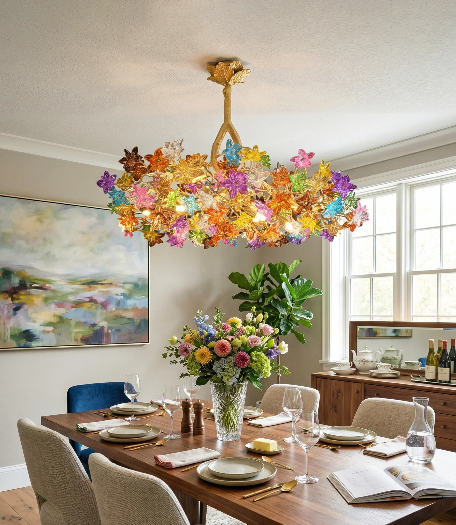 Art Stained Glass Tree Branch Chandelier - Image 2