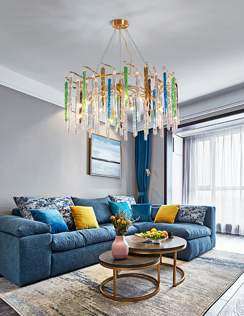 Artistic Branch Colorful Glass Drop Chandelier - Image 6