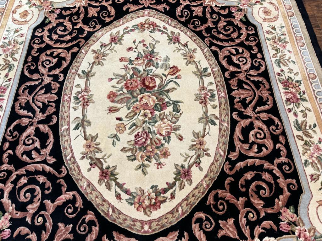 Aubusson Rug 8x10, Floral, Wool Pile, Elegant, European Design, Handmade, Fine - Image 4
