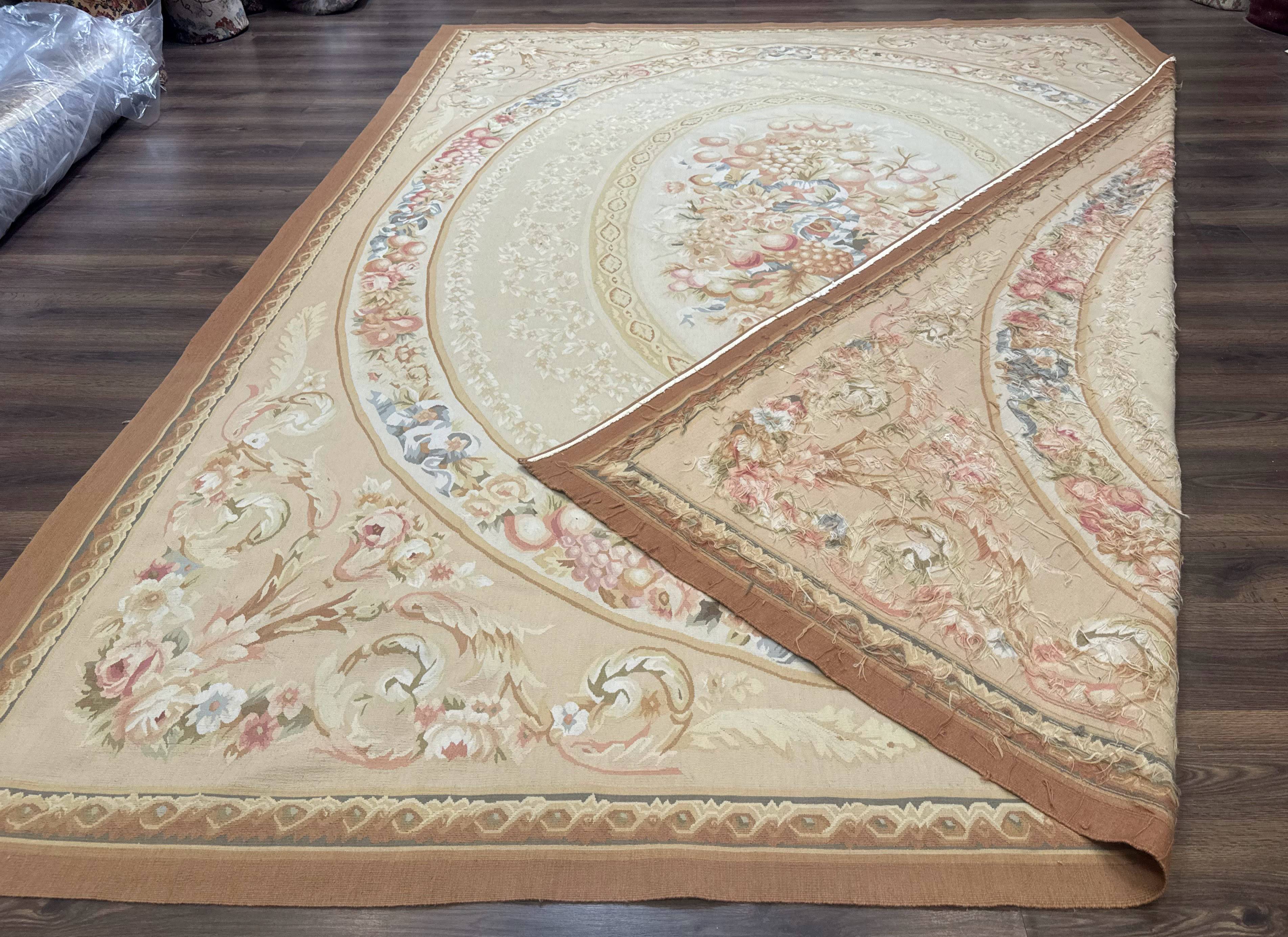 Aubusson Rug 9x12, French European Design, Floral, Elegant - Image 11