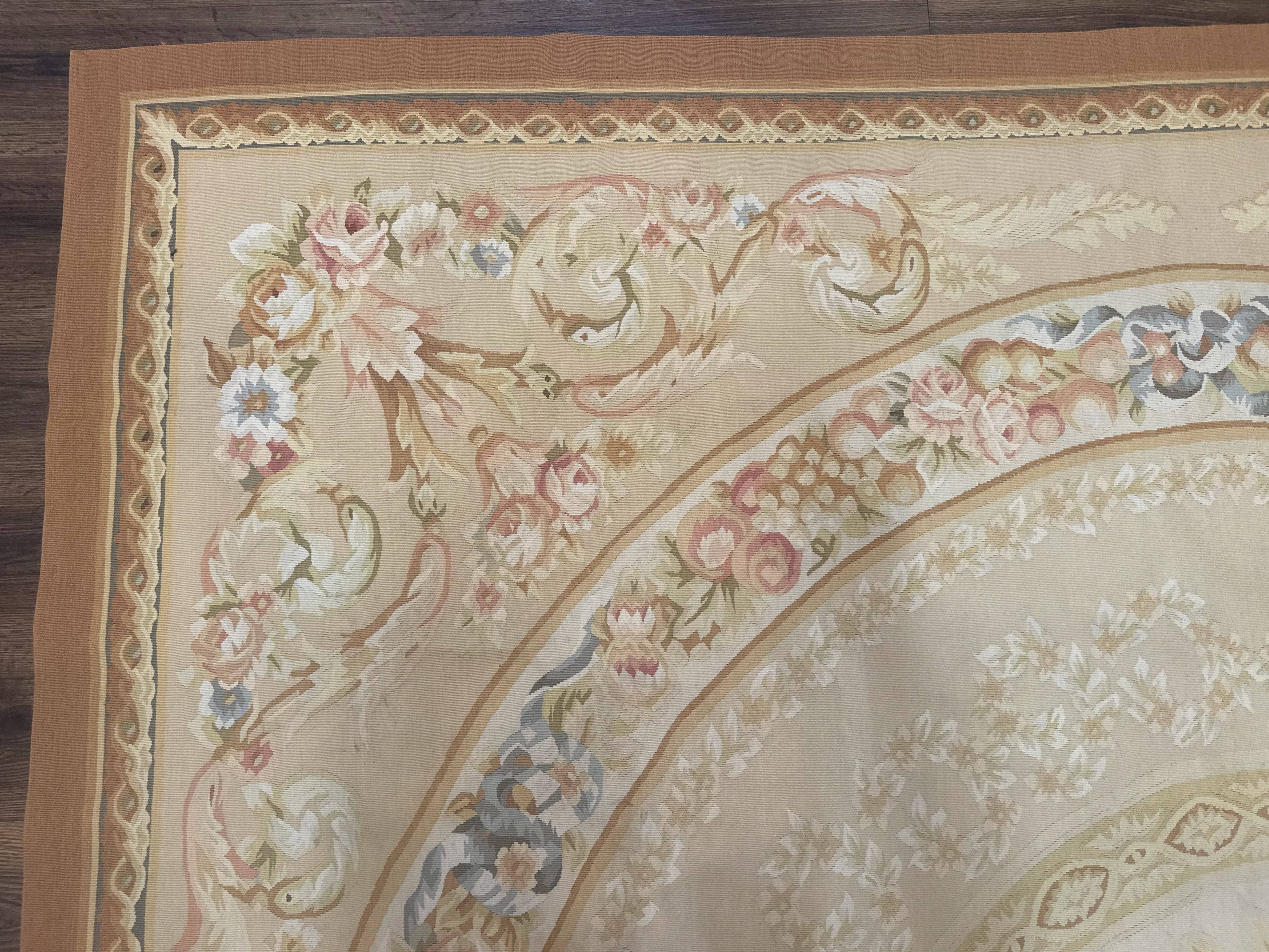 Aubusson Rug 9x12, French European Design, Floral, Elegant - Image 6