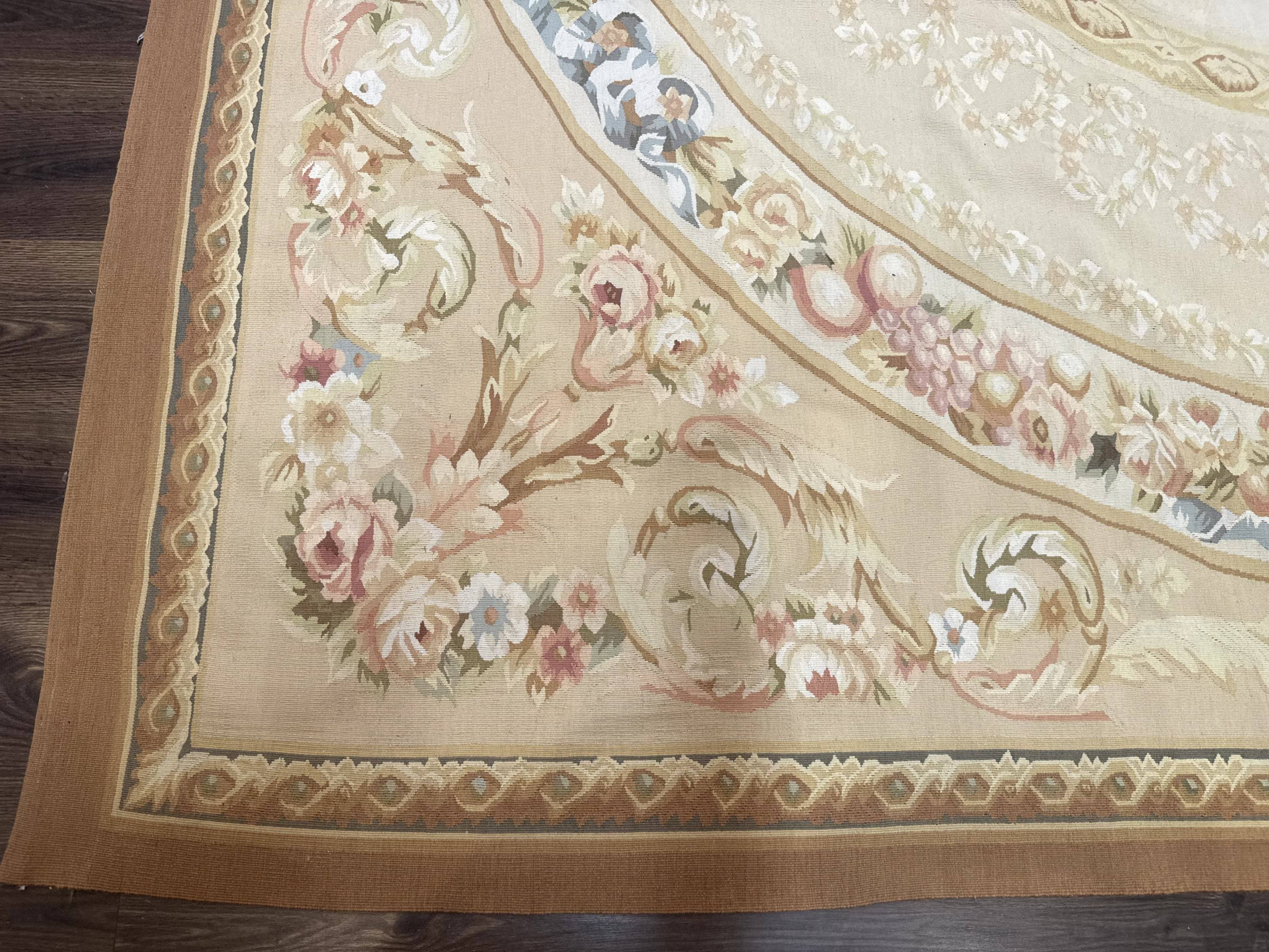 Aubusson Rug 9x12, French European Design, Floral, Elegant - Image 8
