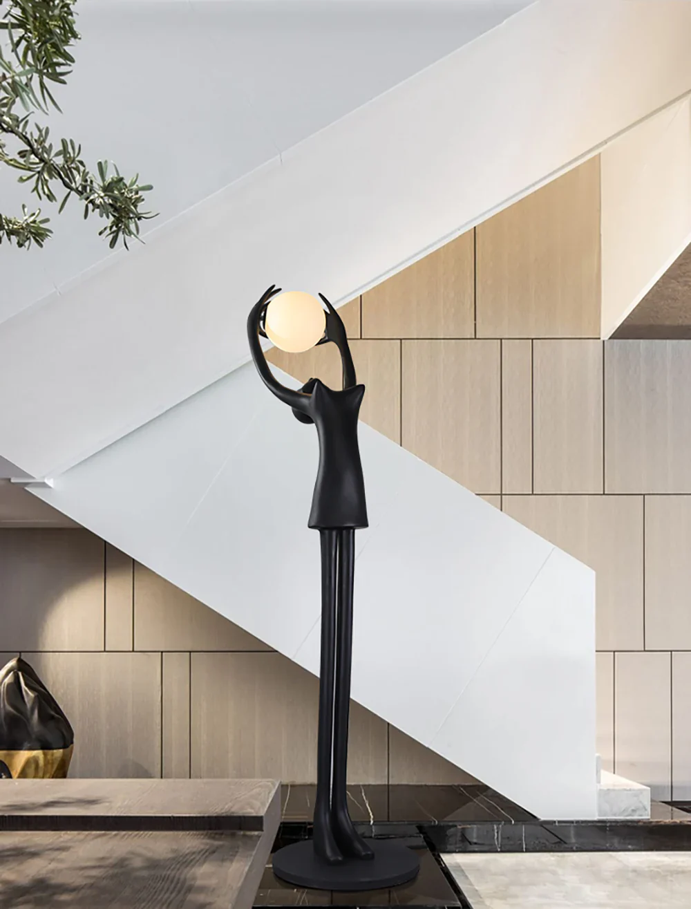 Ball Holding Sculpture Character Floor Lamp - Image 10