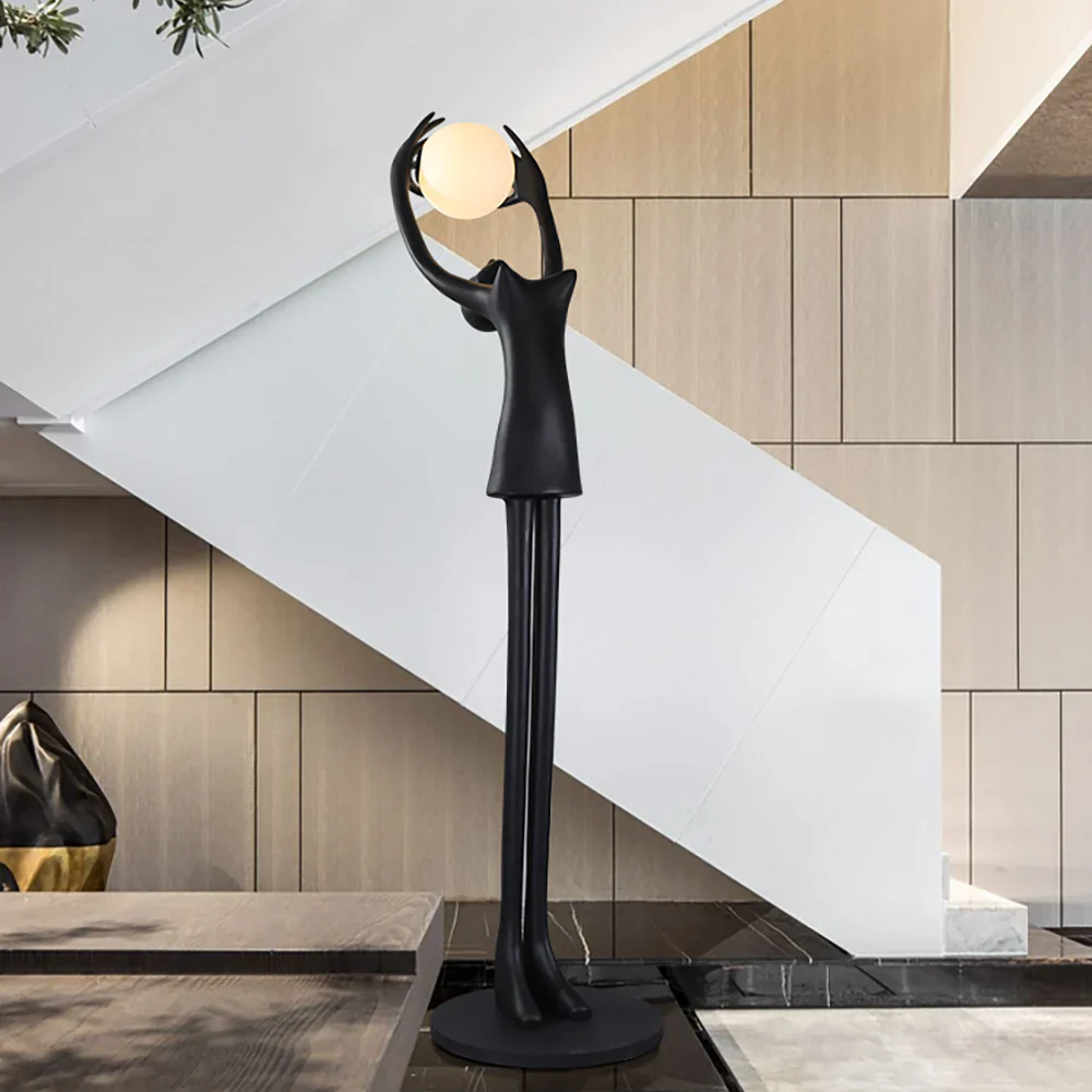 Ball Holding Sculpture Character Floor Lamp - Image 3