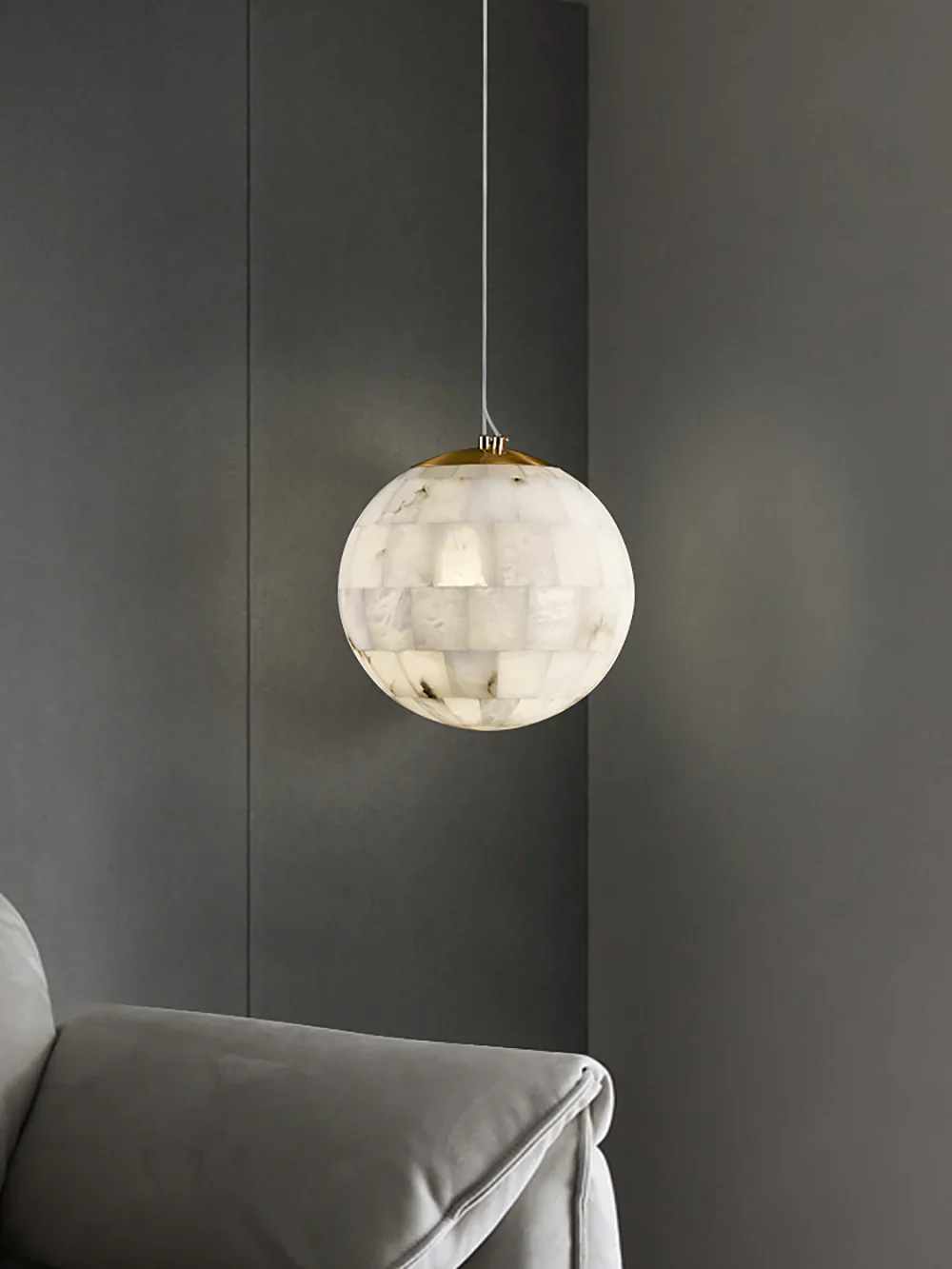 Ball Modern Alabaster Pendant Light - Image 6