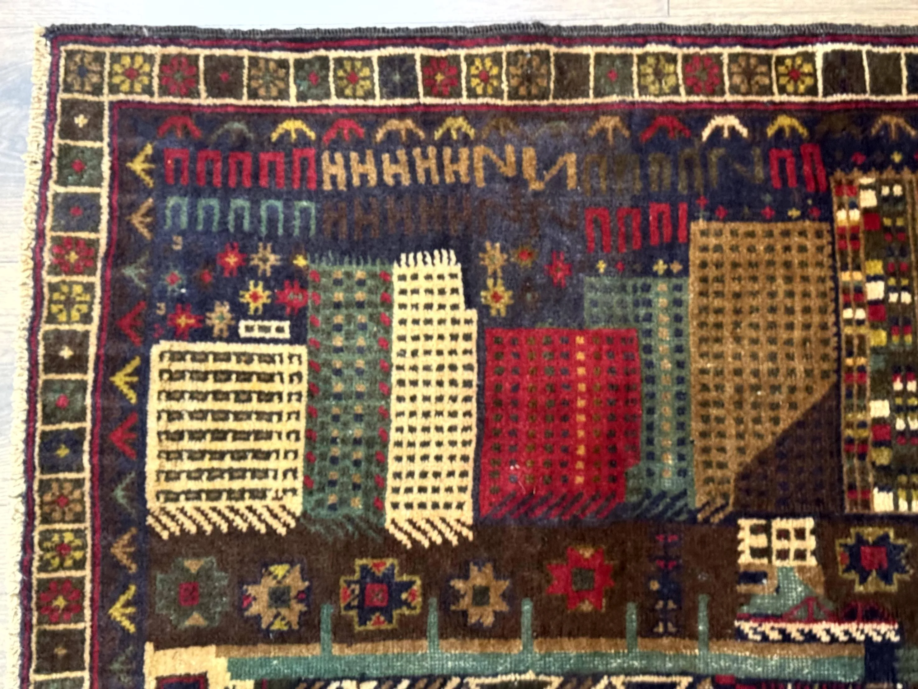 Balouch Rug 3x5, Afghan Carpet, City Pictorial - Image 6