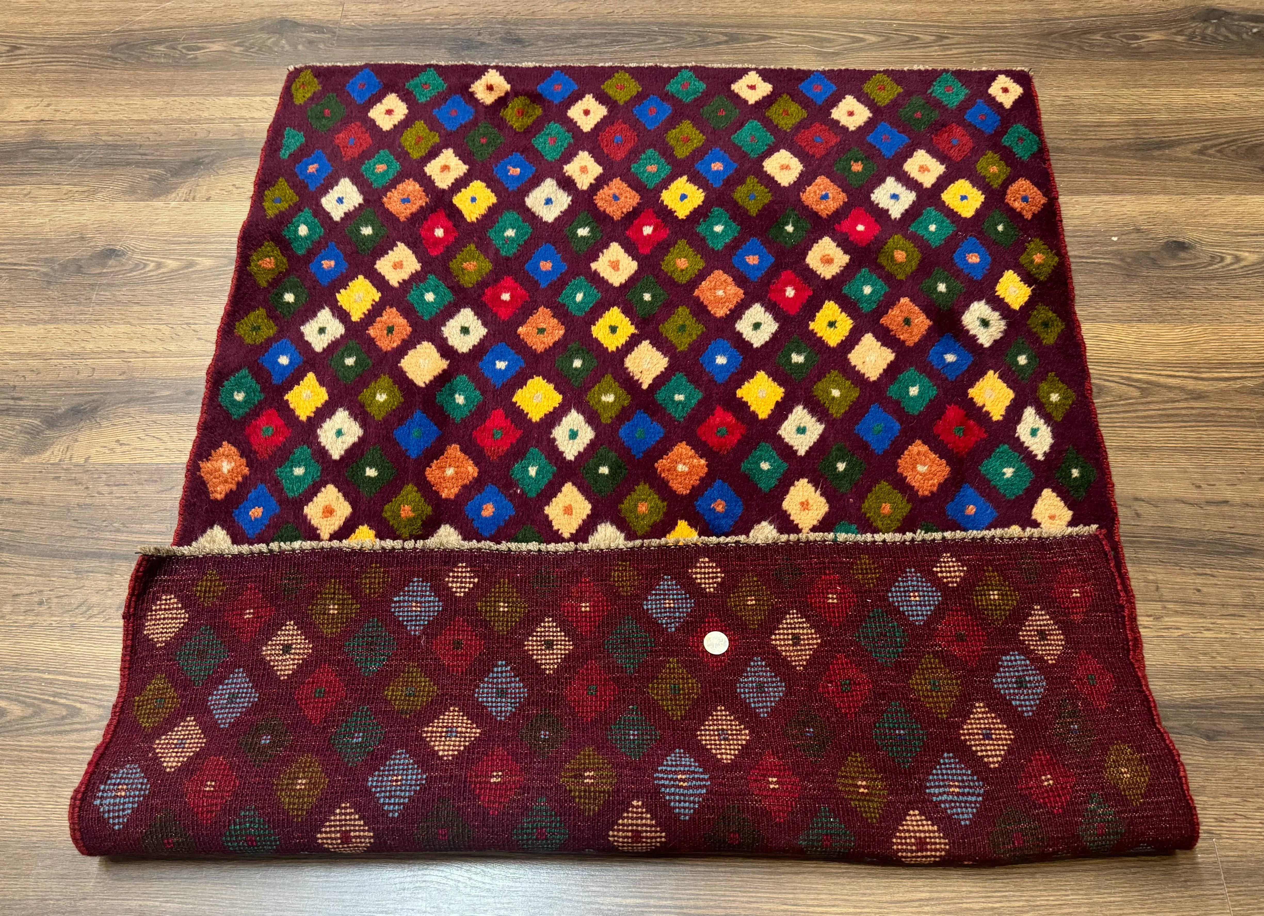 Balouch Rug 3x5, Afghan Rug, Purple-Maroon, Multicolor, Tribal Rug - Image 11