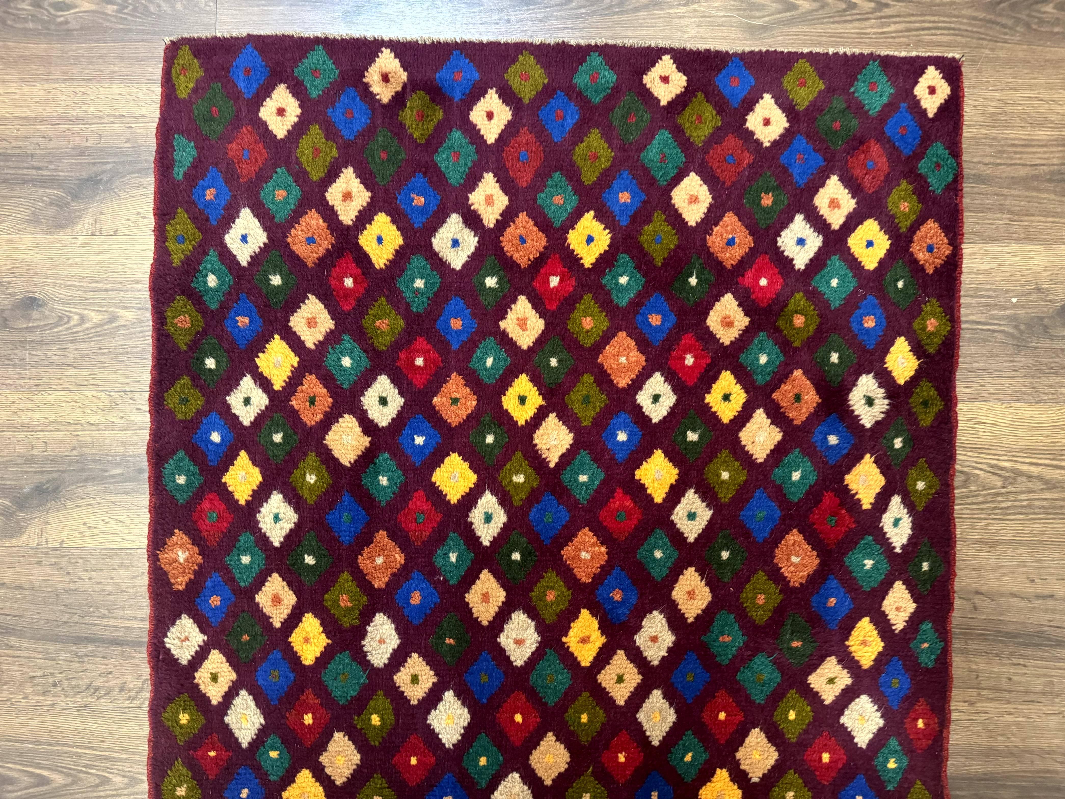 Balouch Rug 3x5, Afghan Rug, Purple-Maroon, Multicolor, Tribal Rug - Image 3