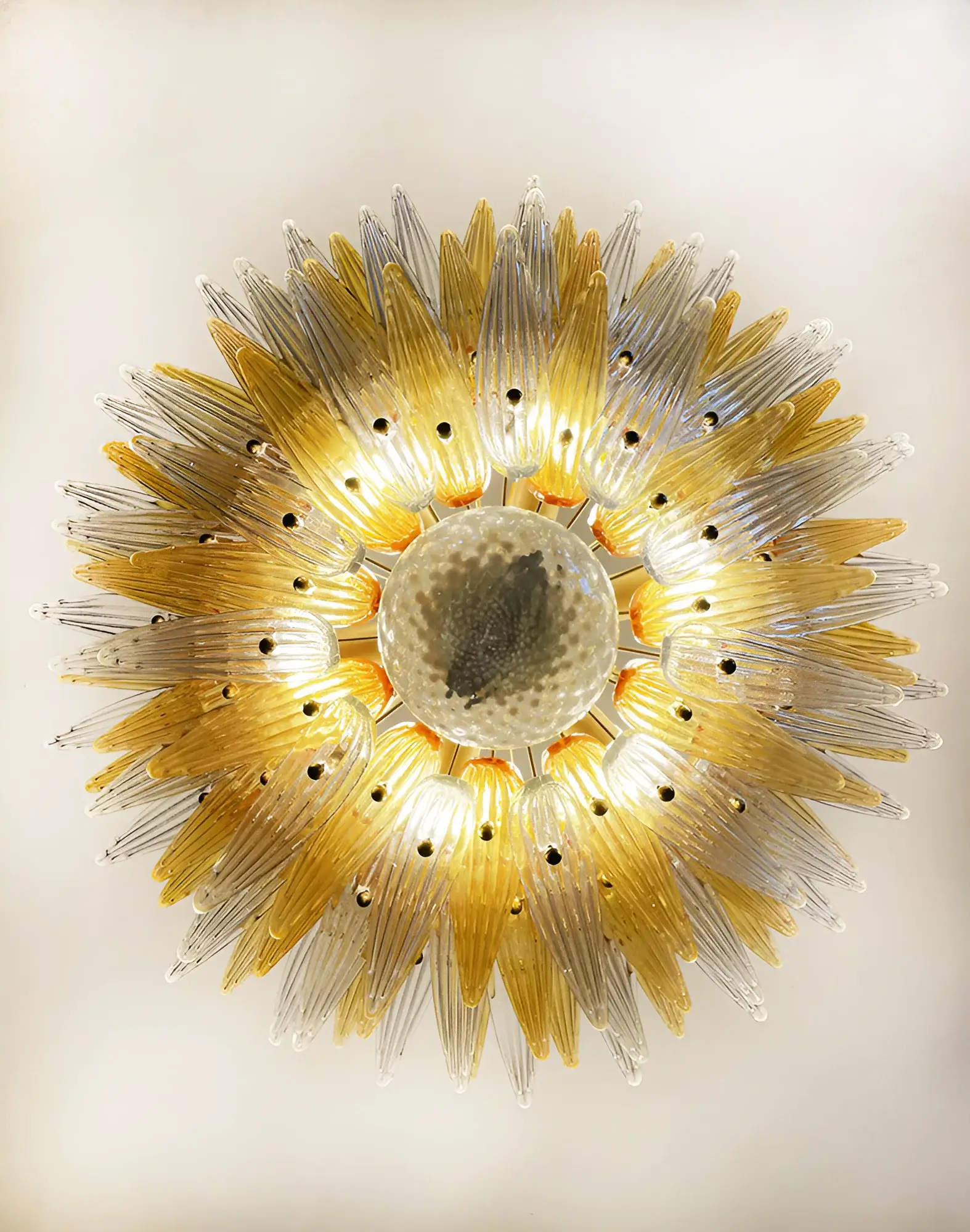 Beautifully Murano Palmette Amber Transparent Chandelier - Image 14