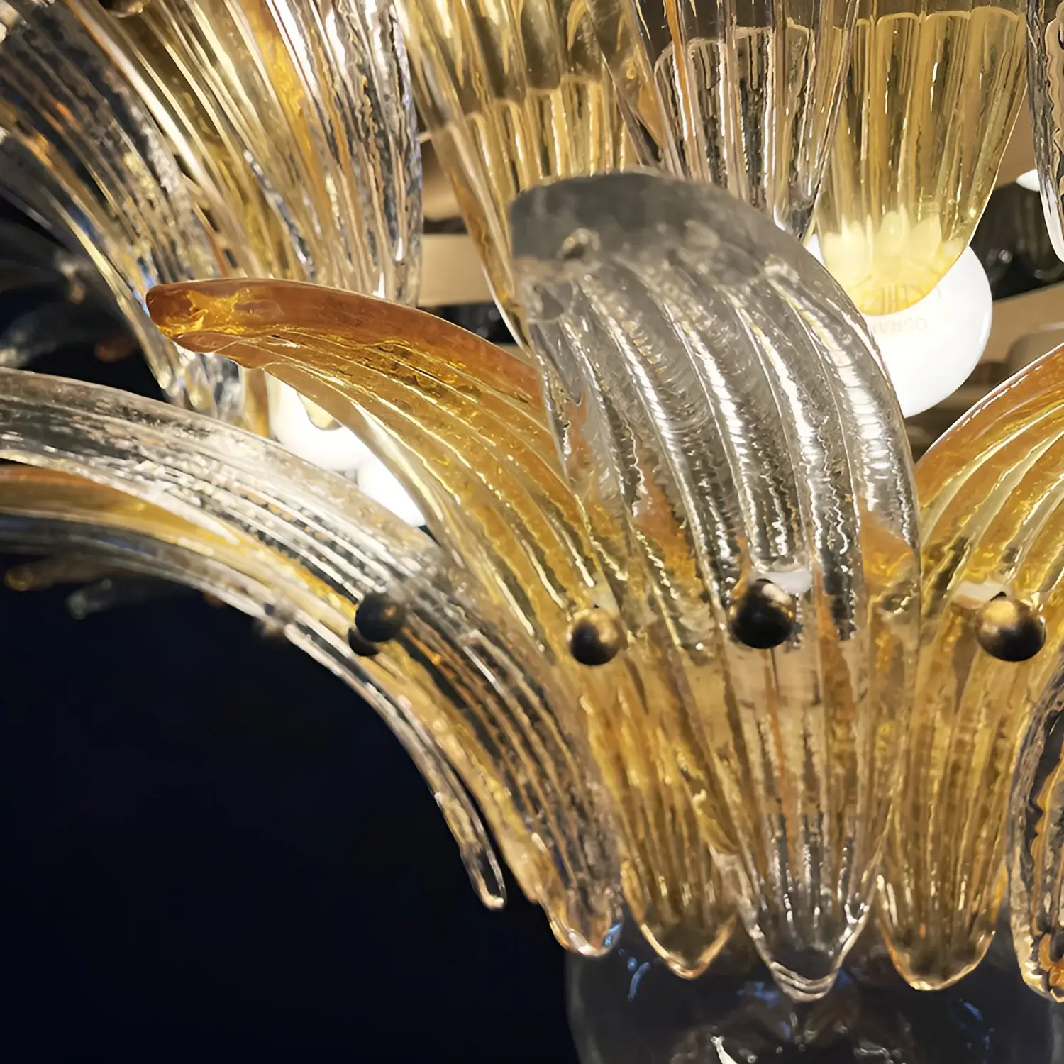 Beautifully Murano Palmette Amber Transparent Chandelier - Image 18