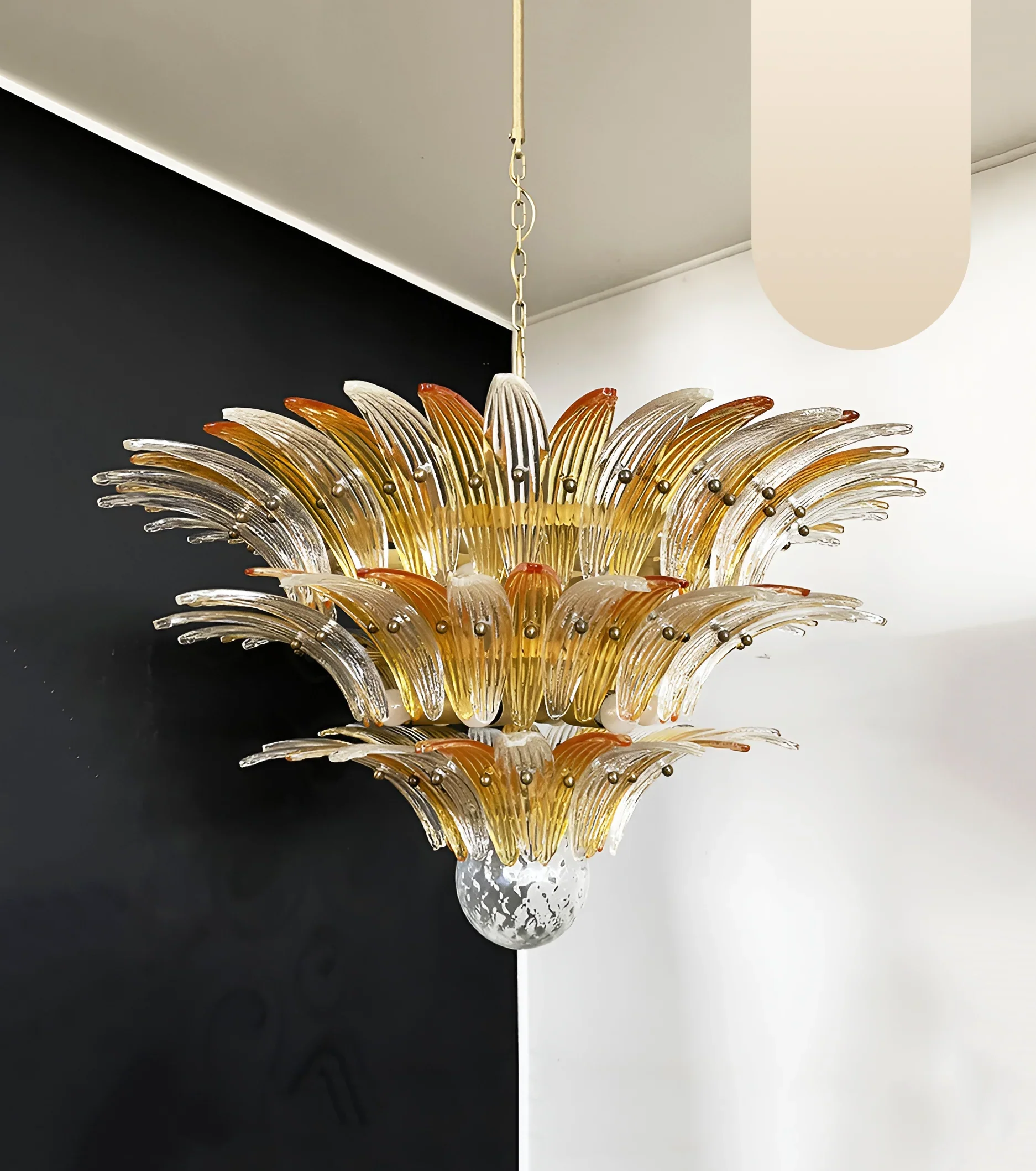 Beautifully Murano Palmette Amber Transparent Chandelier - Image 19
