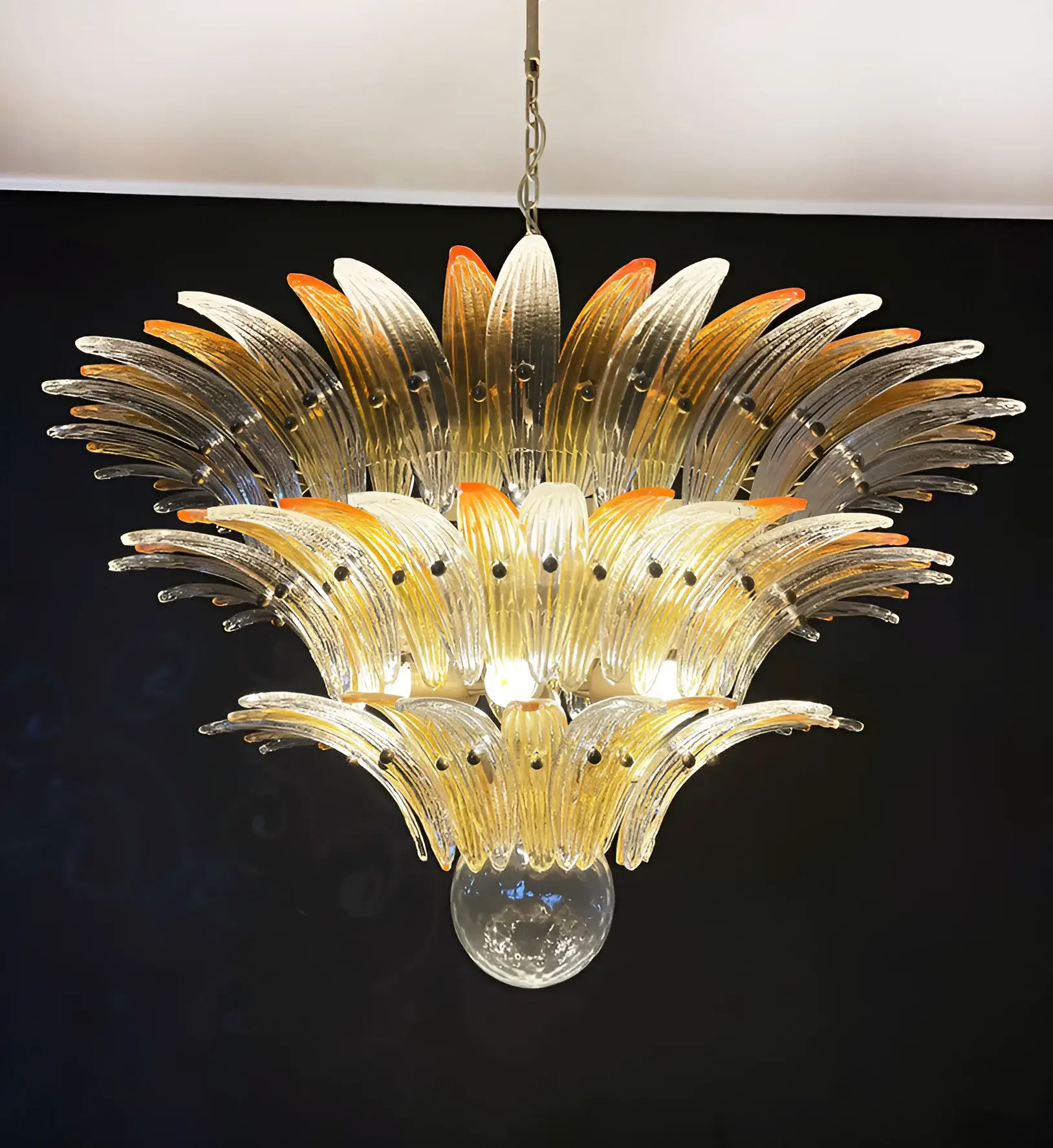 Beautifully Murano Palmette Amber Transparent Chandelier - Image 9