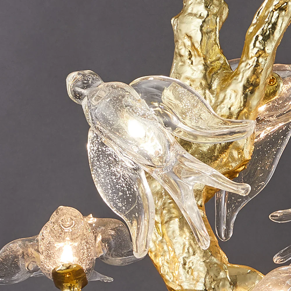 Bird Glass Tree Branch Long Staircase Chandelier - Image 12