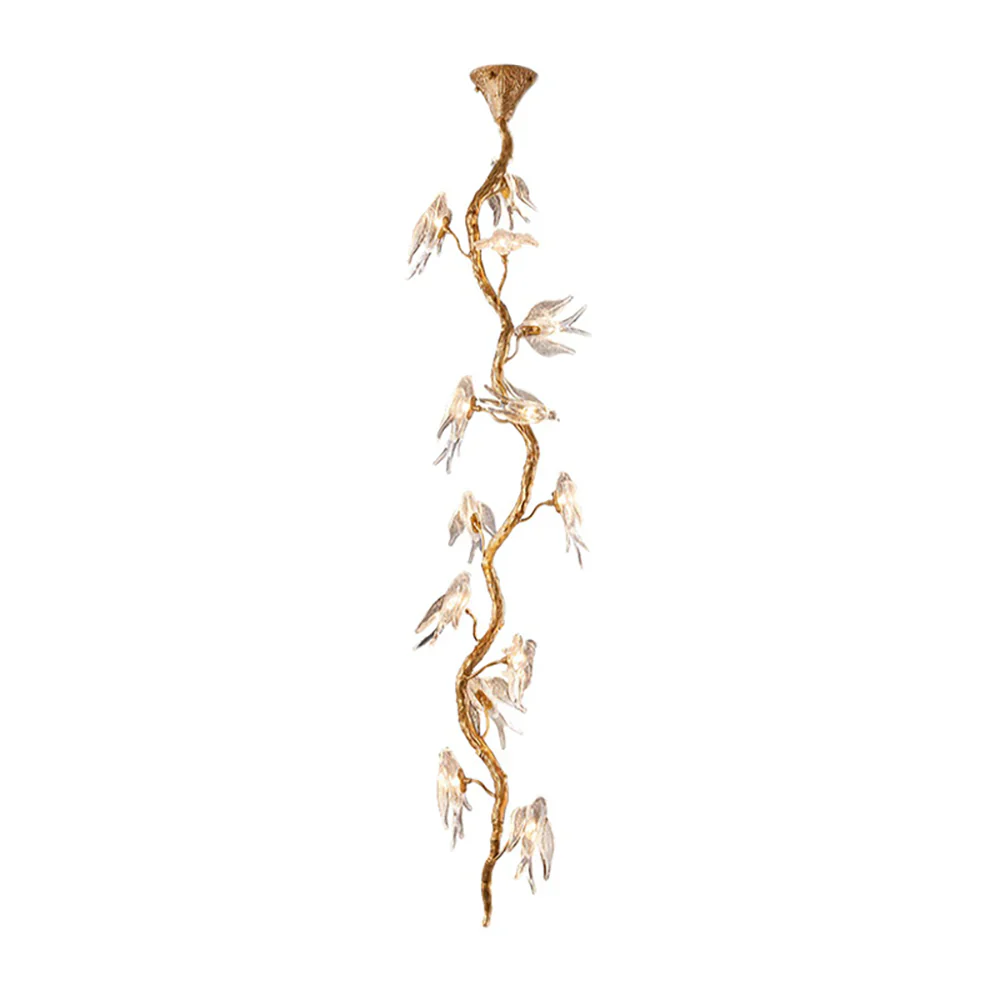 Bird Glass Tree Branch Long Staircase Chandelier - Image 13