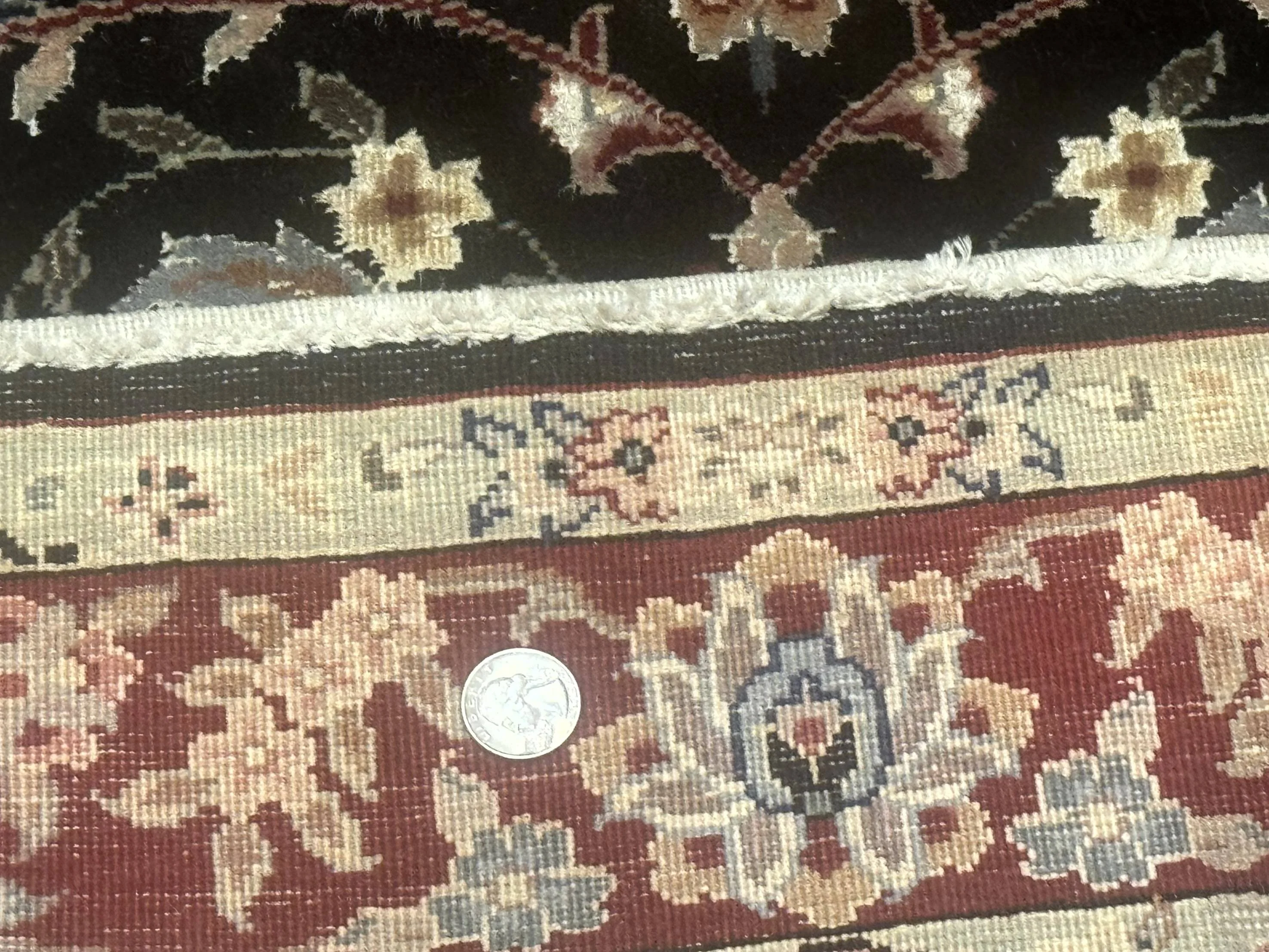 Black Sino Persian Rug 3x5, Wool with Silk Highlights, Floral, Fine 170 KPSI - Image 10
