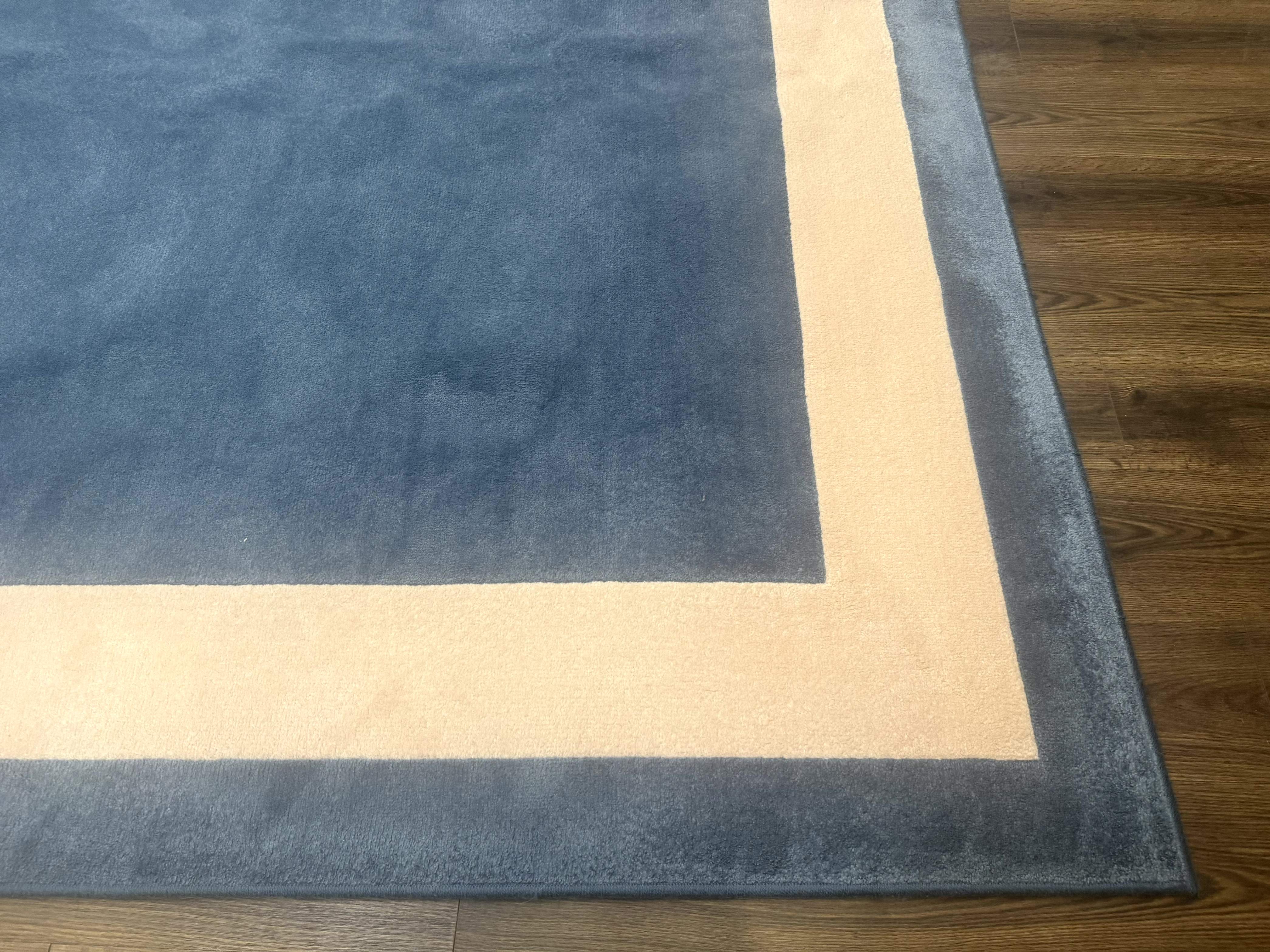 Blue and Cream Square Rug 10x10 ft, Large Square Carpet - Image 9