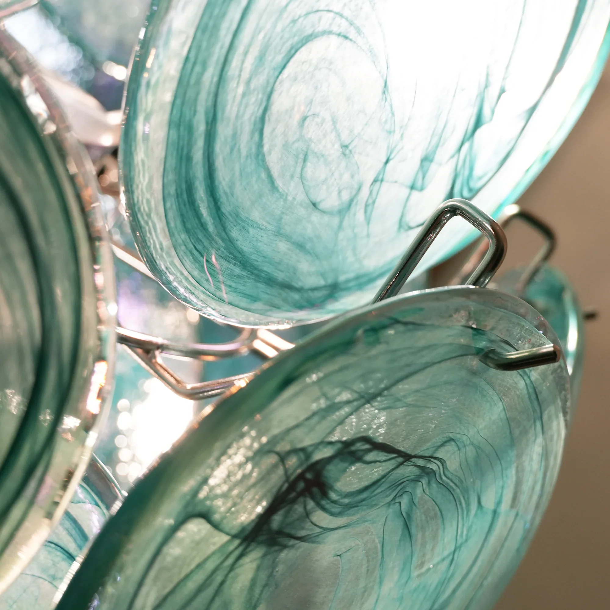 Blue Disks Murano Glass Chandelier - Image 23
