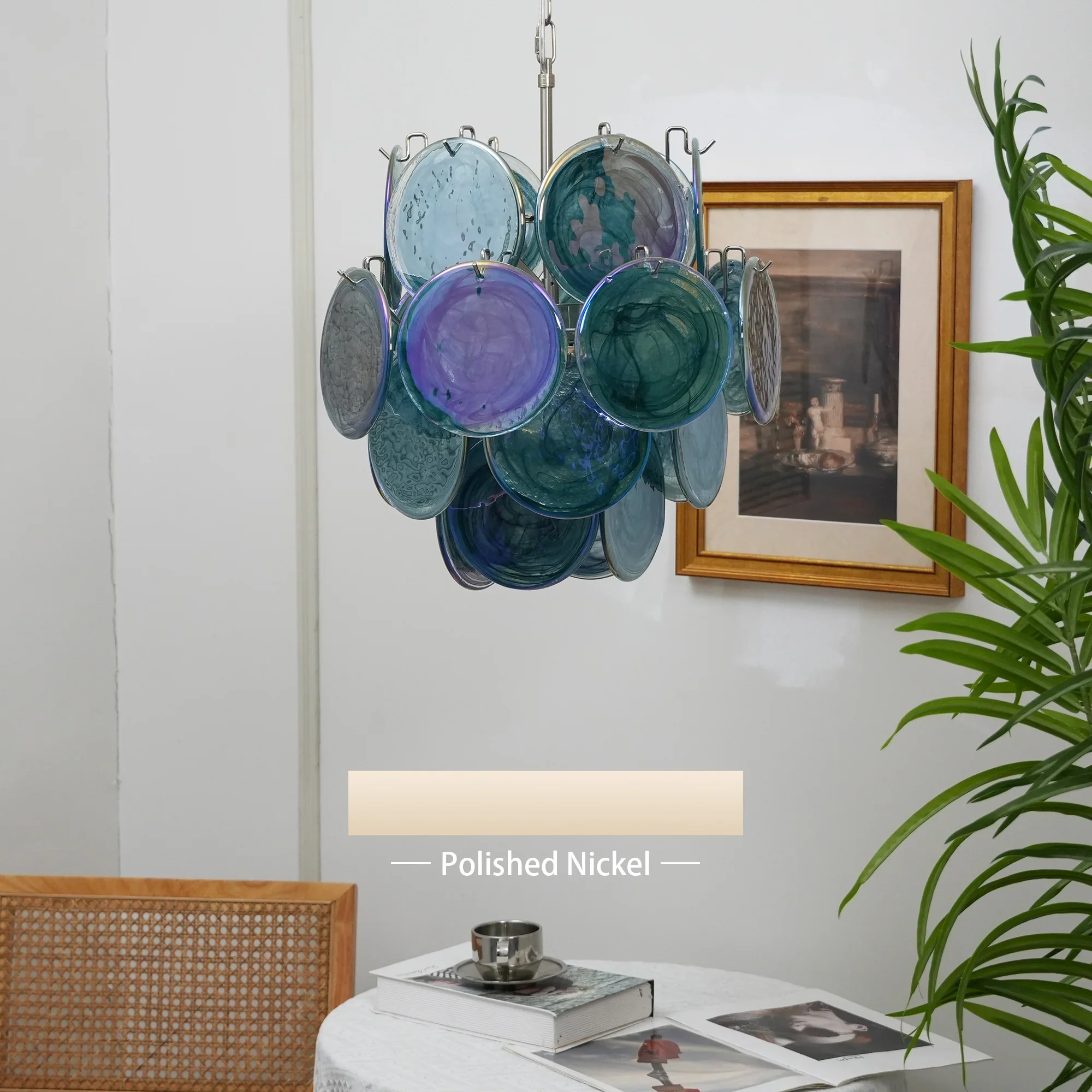 Blue Disks Murano Glass Chandelier - Image 26