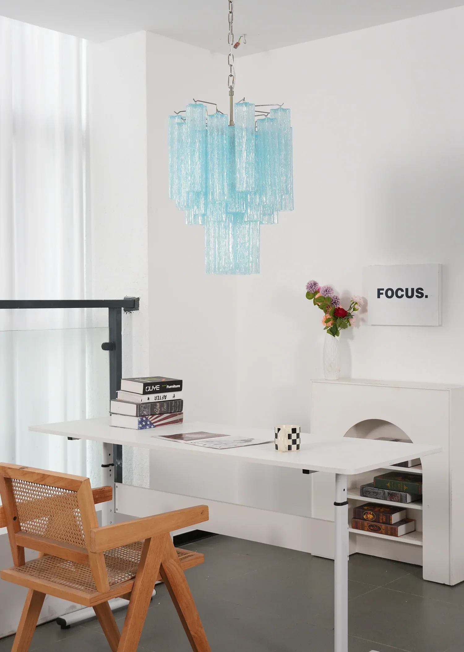 Blue Murano Glass Tube Chandelier - Image 11