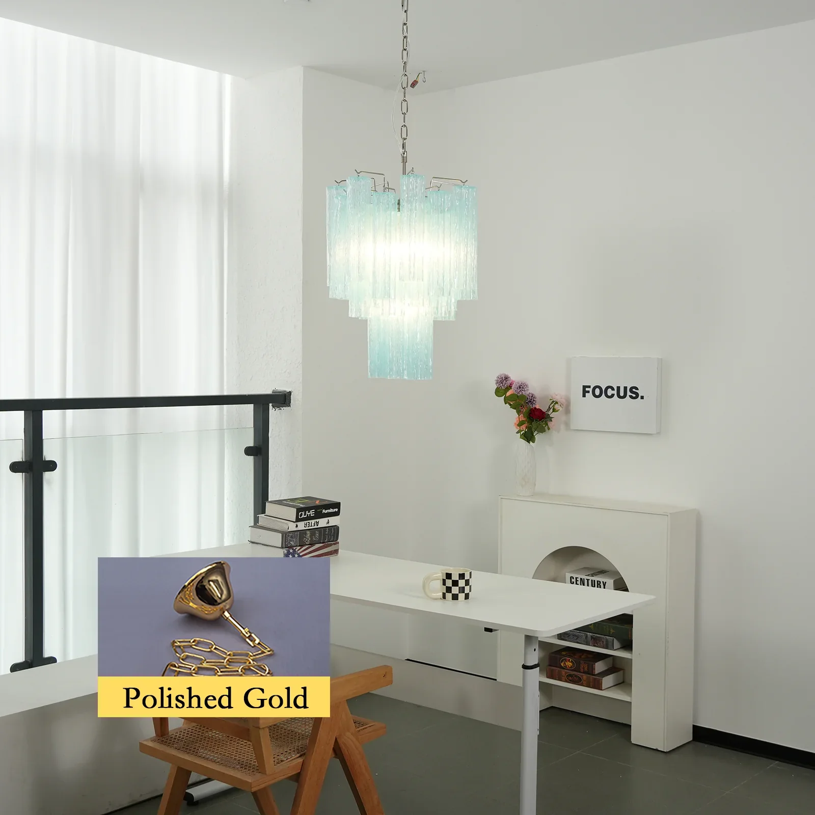Blue Murano Glass Tube Chandelier - Image 25