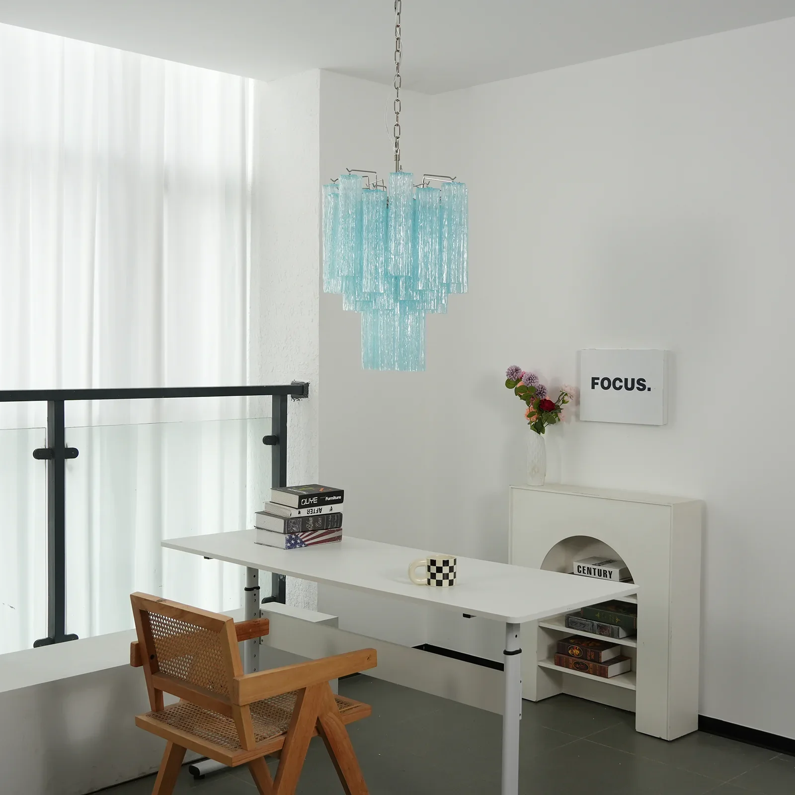 Blue Murano Glass Tube Chandelier - Image 7