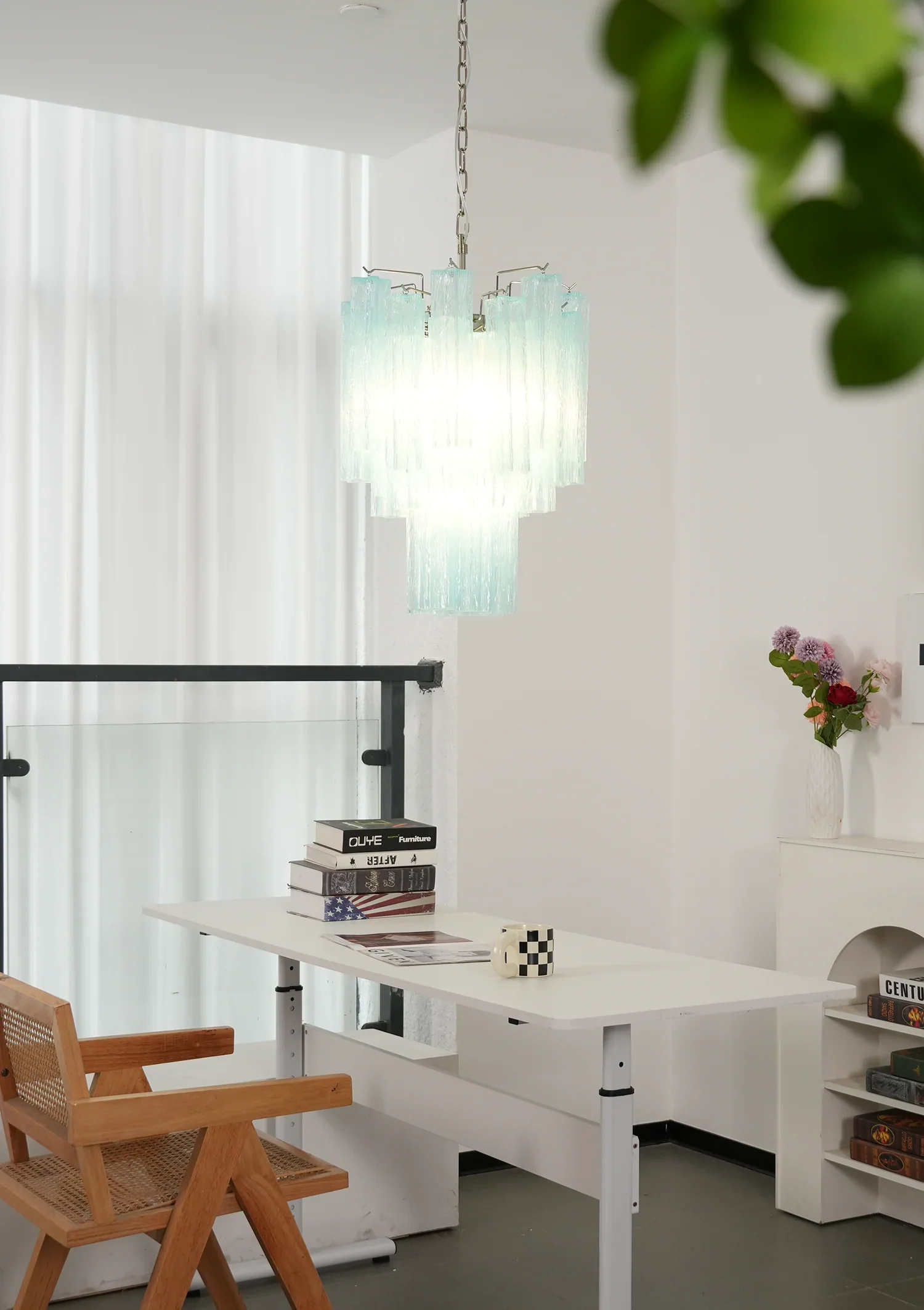 Blue Murano Glass Tube Chandelier - Image 9