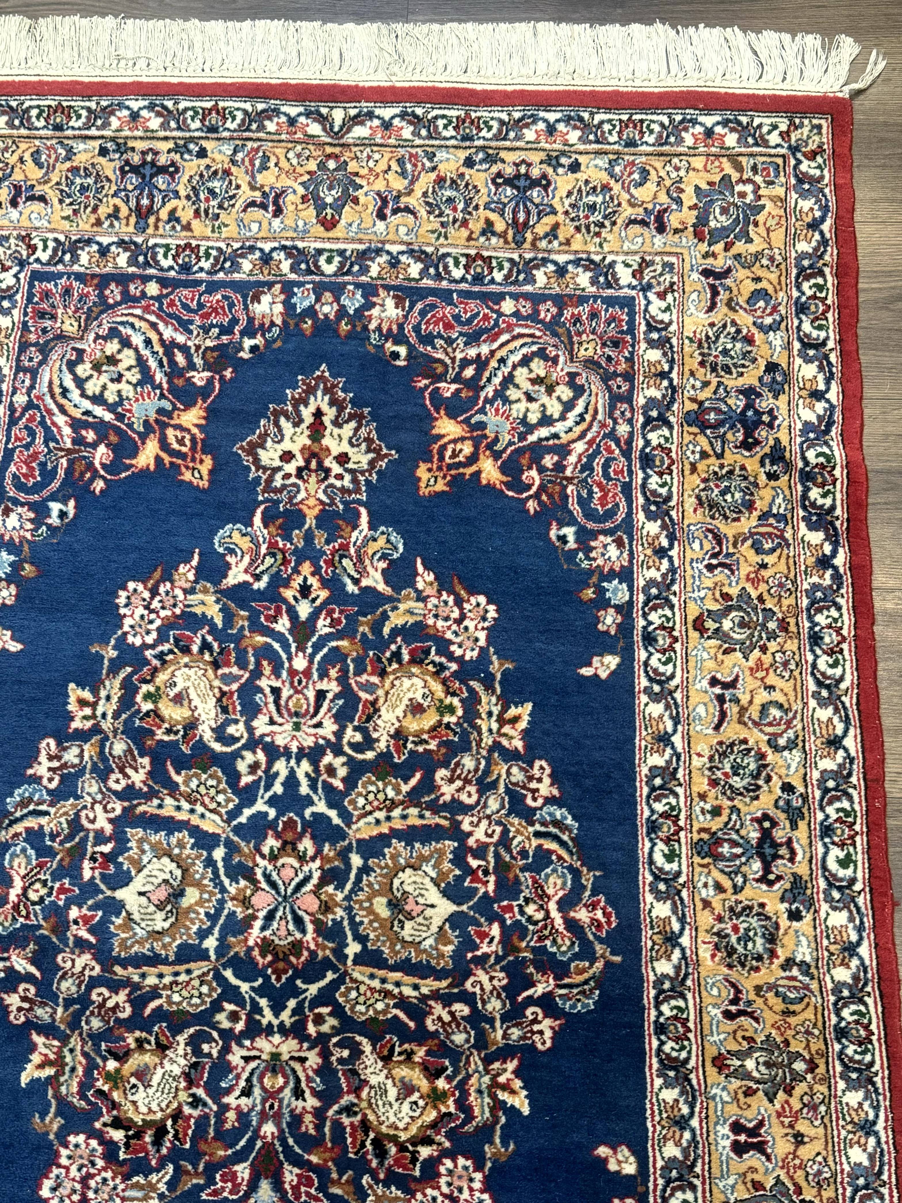 Blue Persian Qum Rug 3.6 x 5, Floral Medallion, Fine 310 KPSI - Image 6