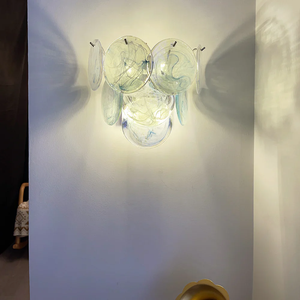 Blue Vintage Murano Glass Wall Lamp - Image 2