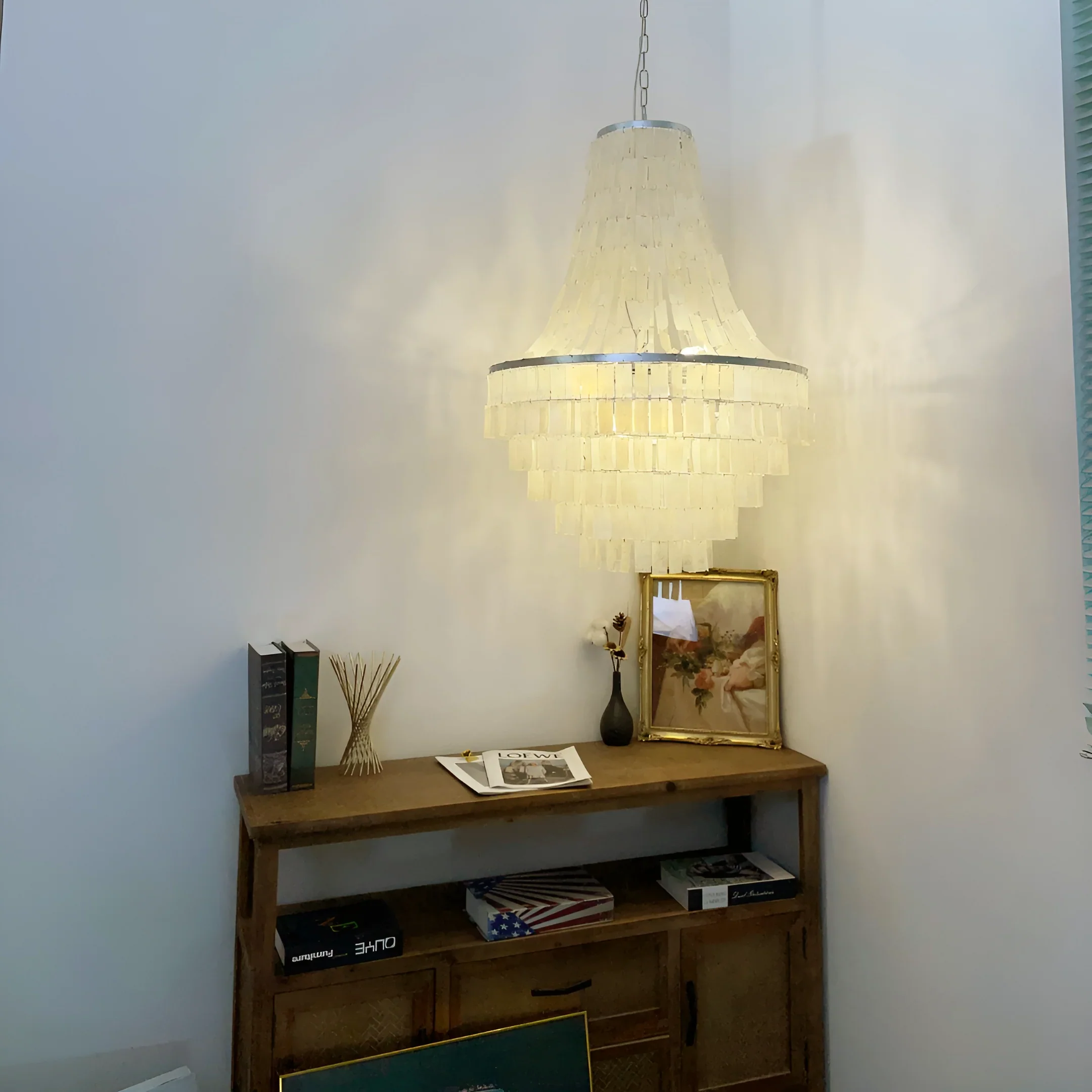 Boho Tiered Capiz Chandelier - Image 12