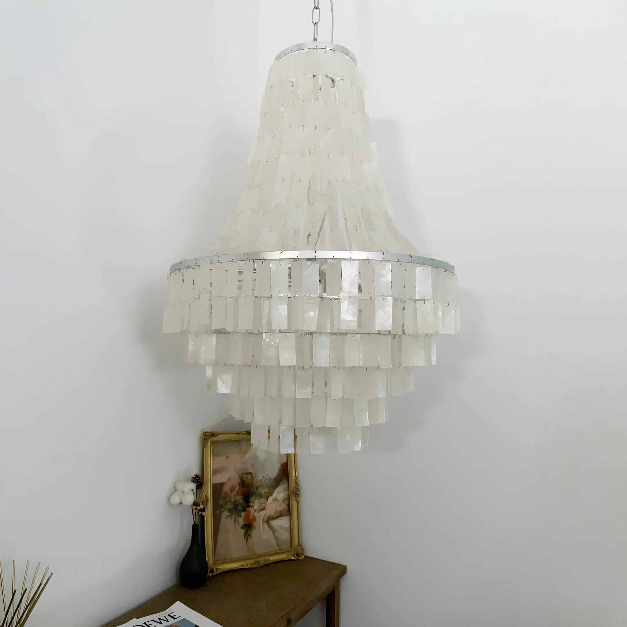 Boho Tiered Capiz Chandelier - Image 7