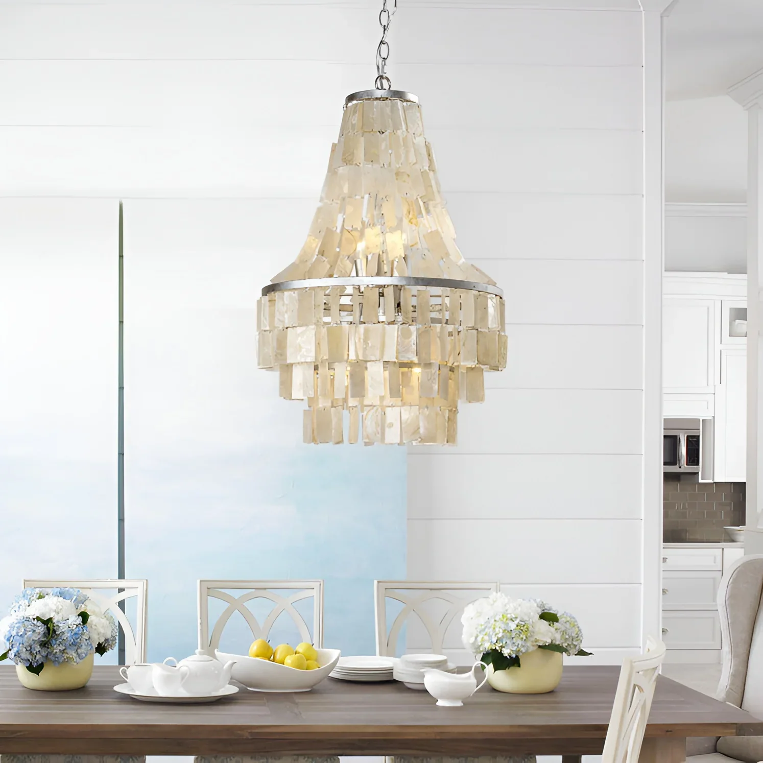 Boho Tiered Capiz Chandelier - Image 8
