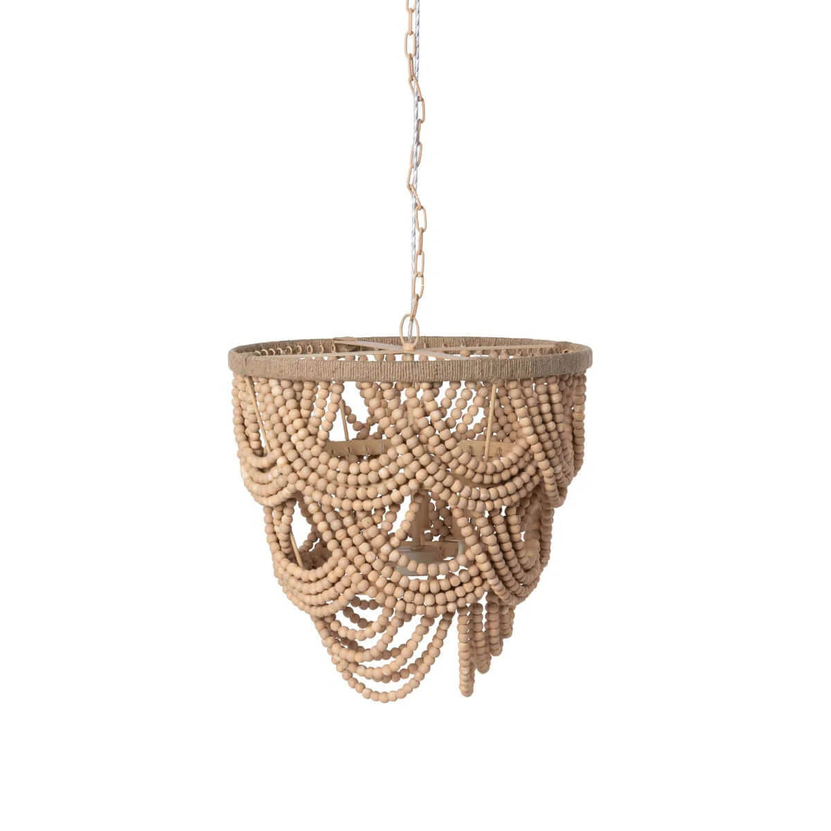 Boho Wood Beaded Chandelier - Image 4