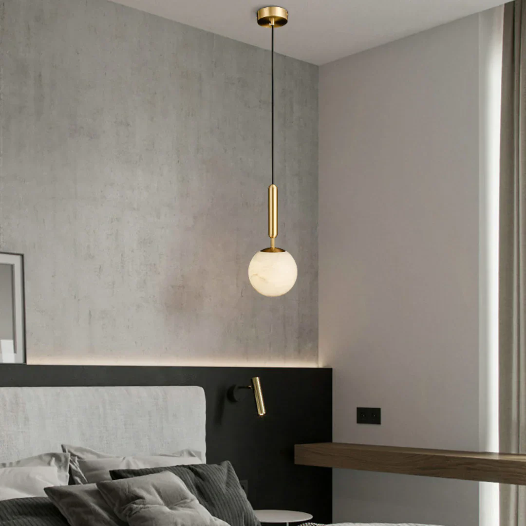 Bosso Brass Alabaster Pendant Lamp - Image 4