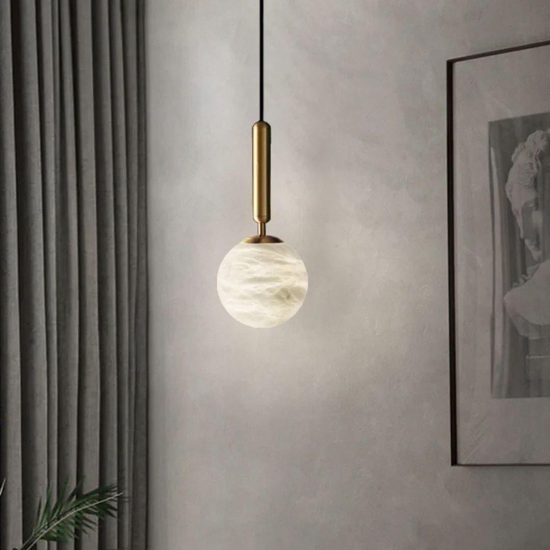 Bosso Brass Alabaster Pendant Lamp - Image 7