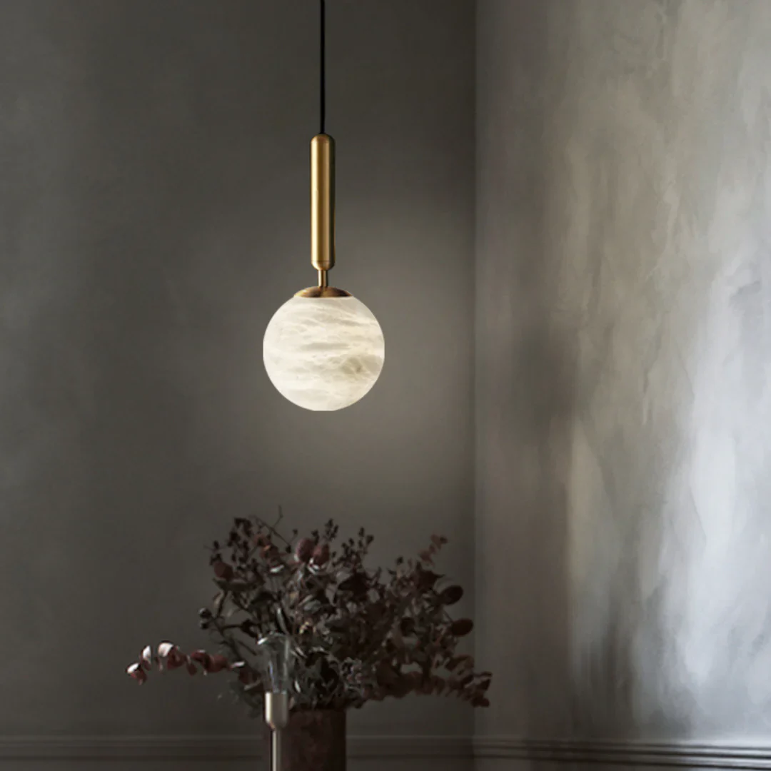 Bosso Brass Alabaster Pendant Lamp - Image 8